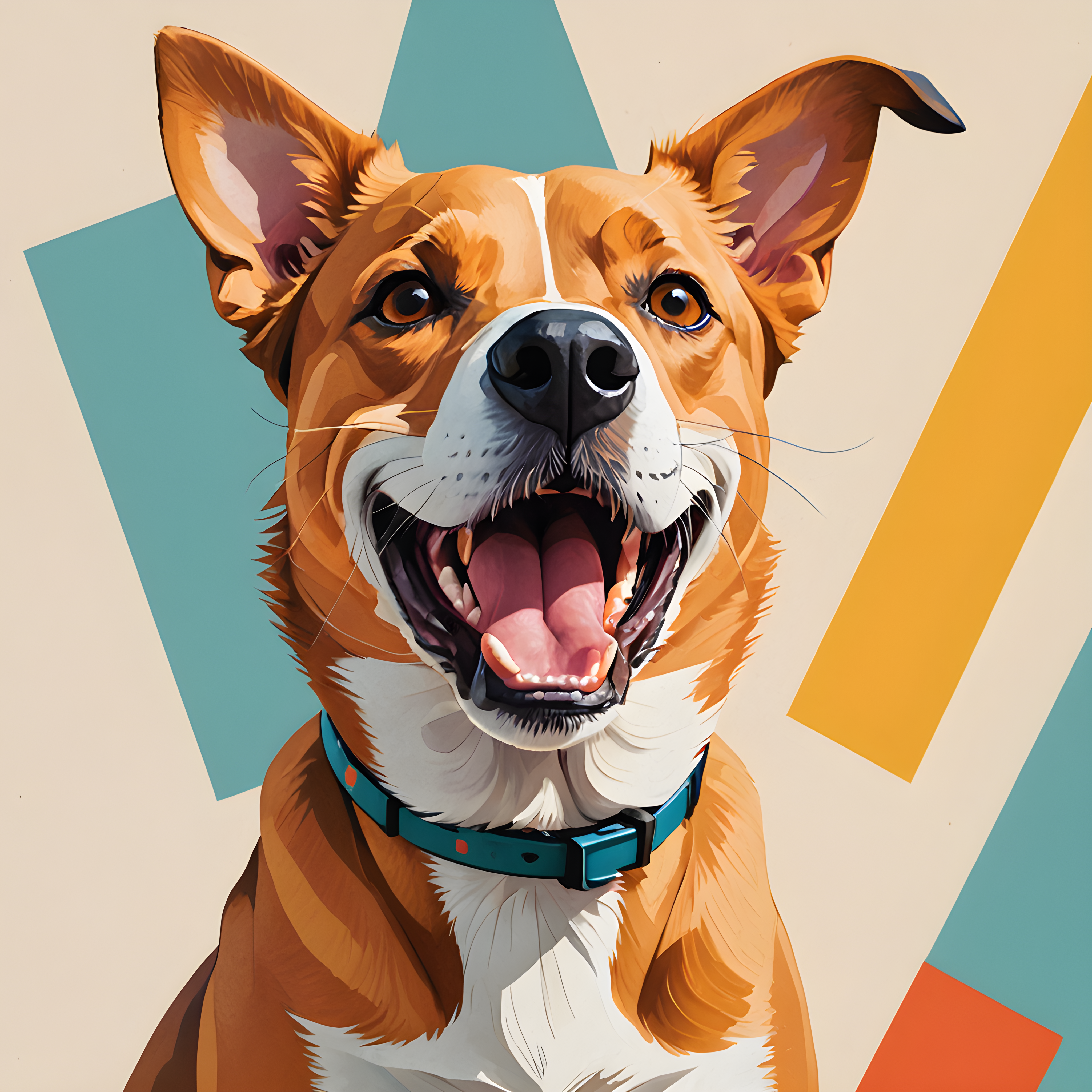 Line Art Dog — Abstract (Happy)