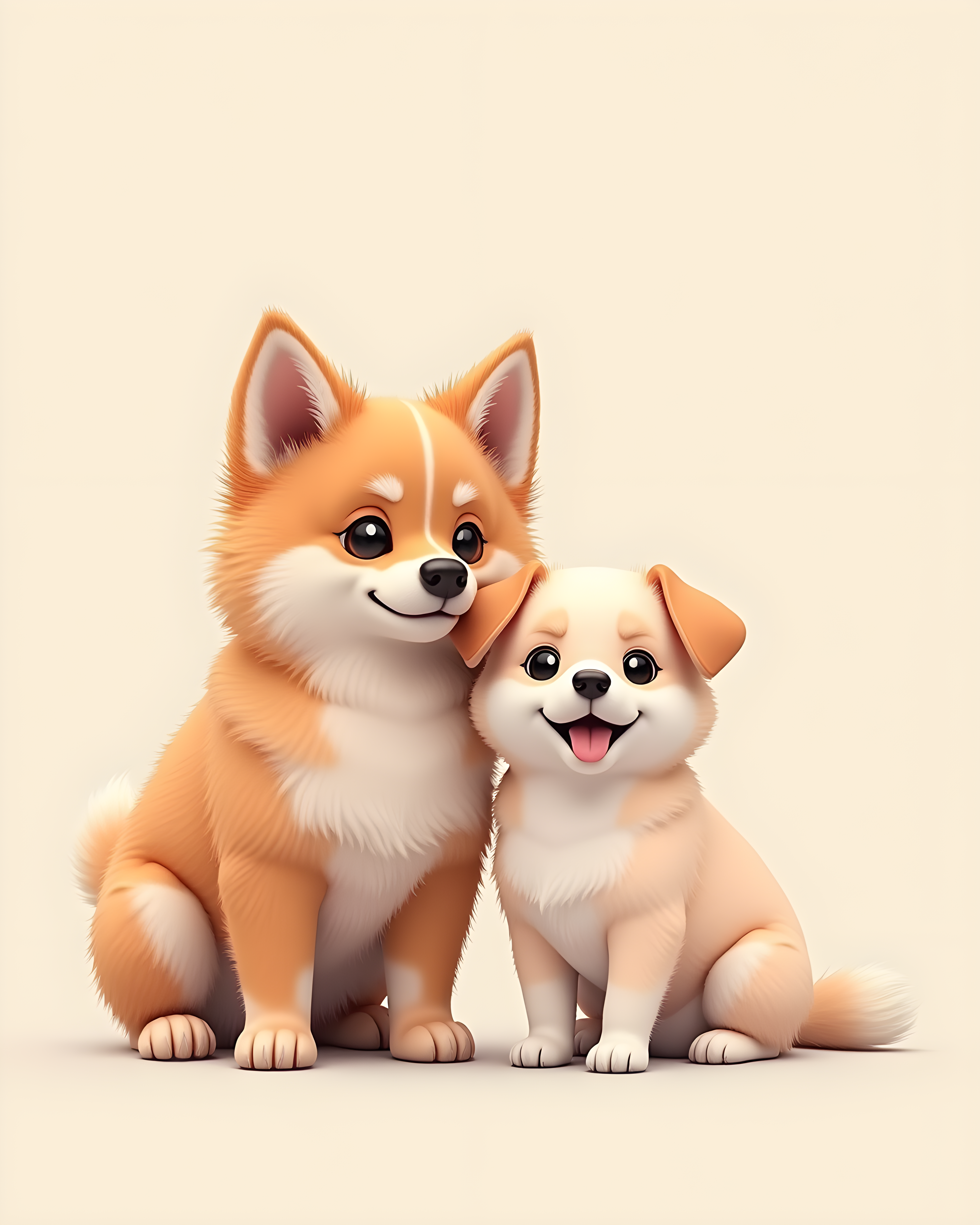 Line Art Dog — Hyper-Realistic (Cute)