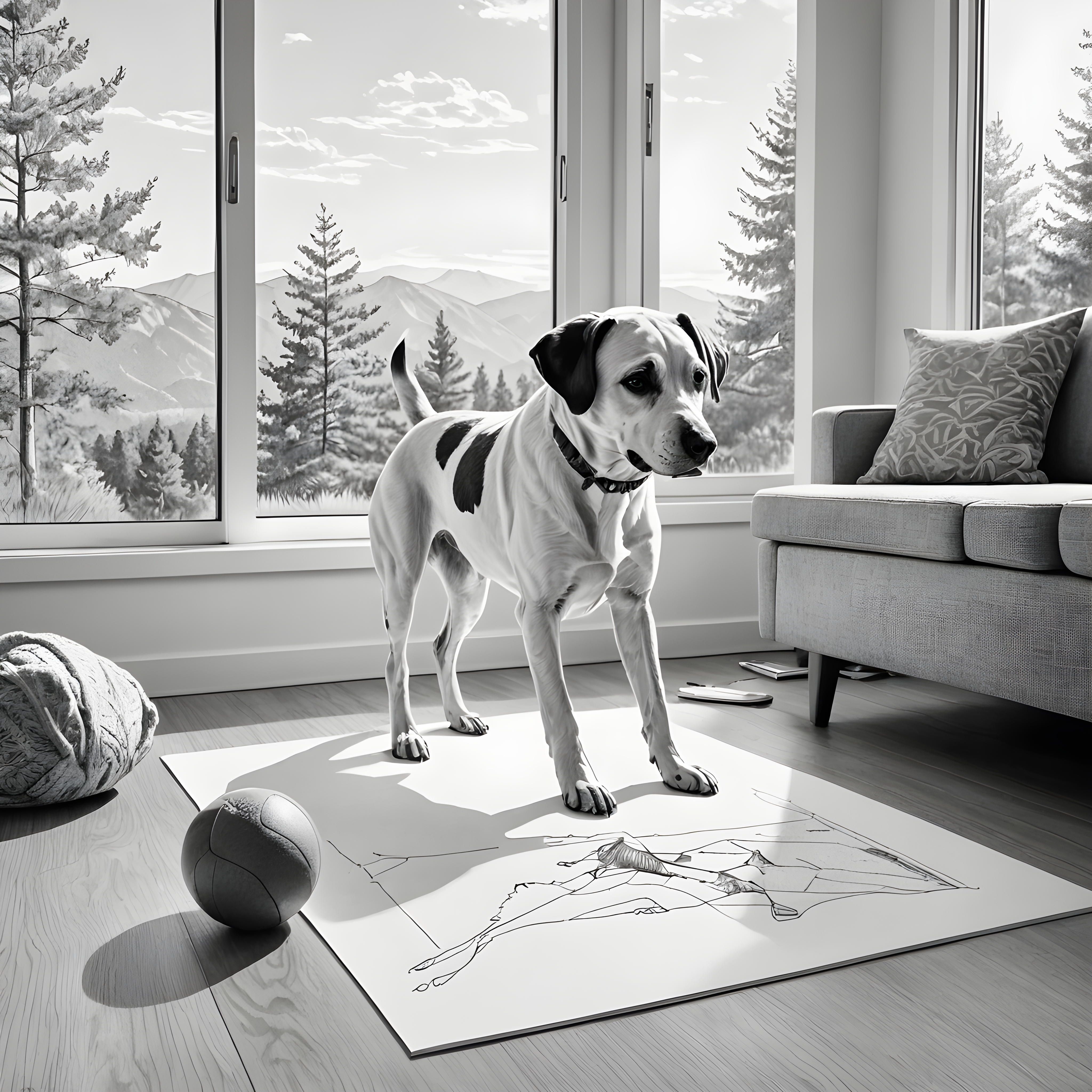 Line Art Dog — Pencil Sketch (Playful)