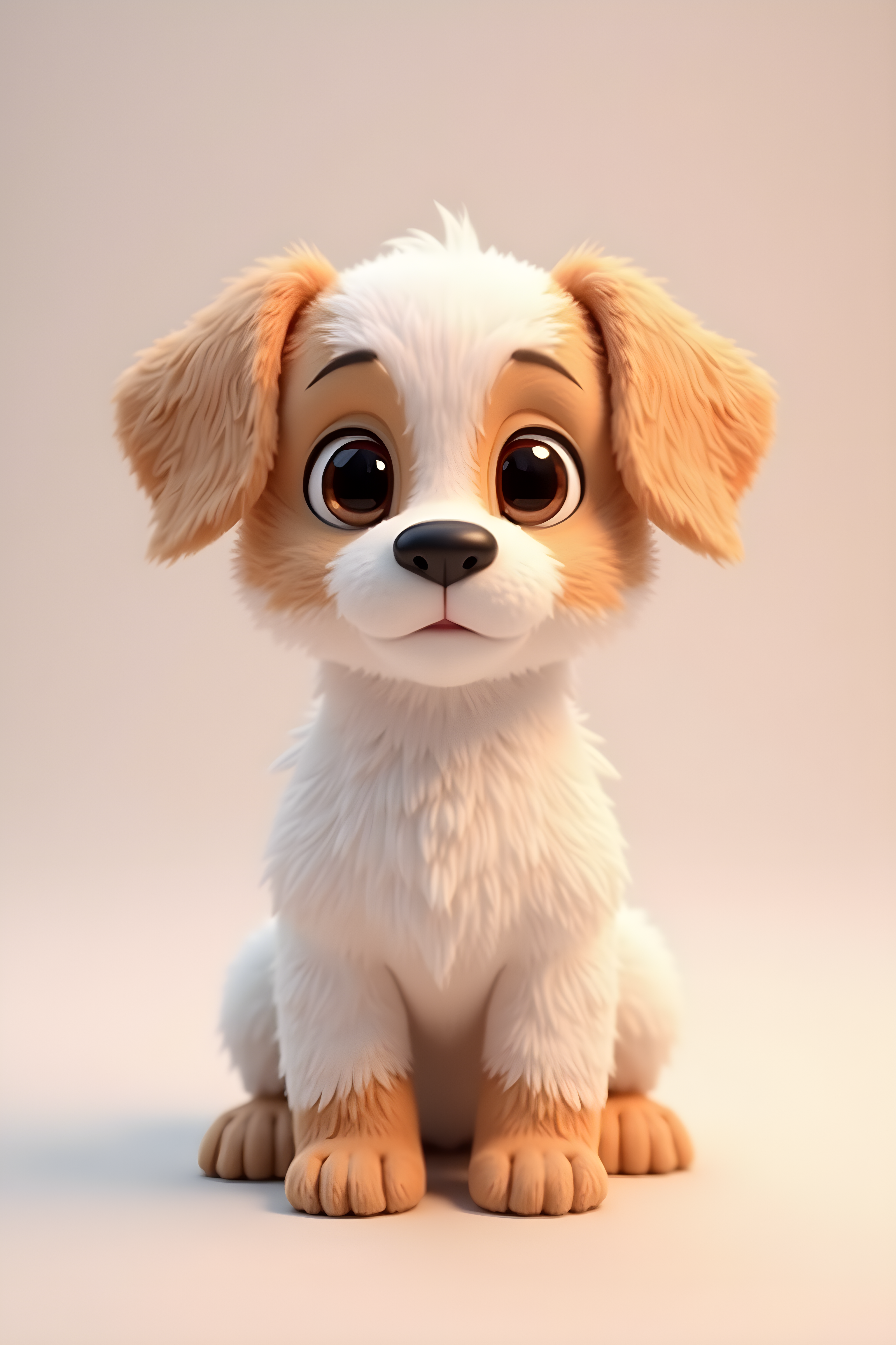 Line Art Dog — 3D Render (Cute)