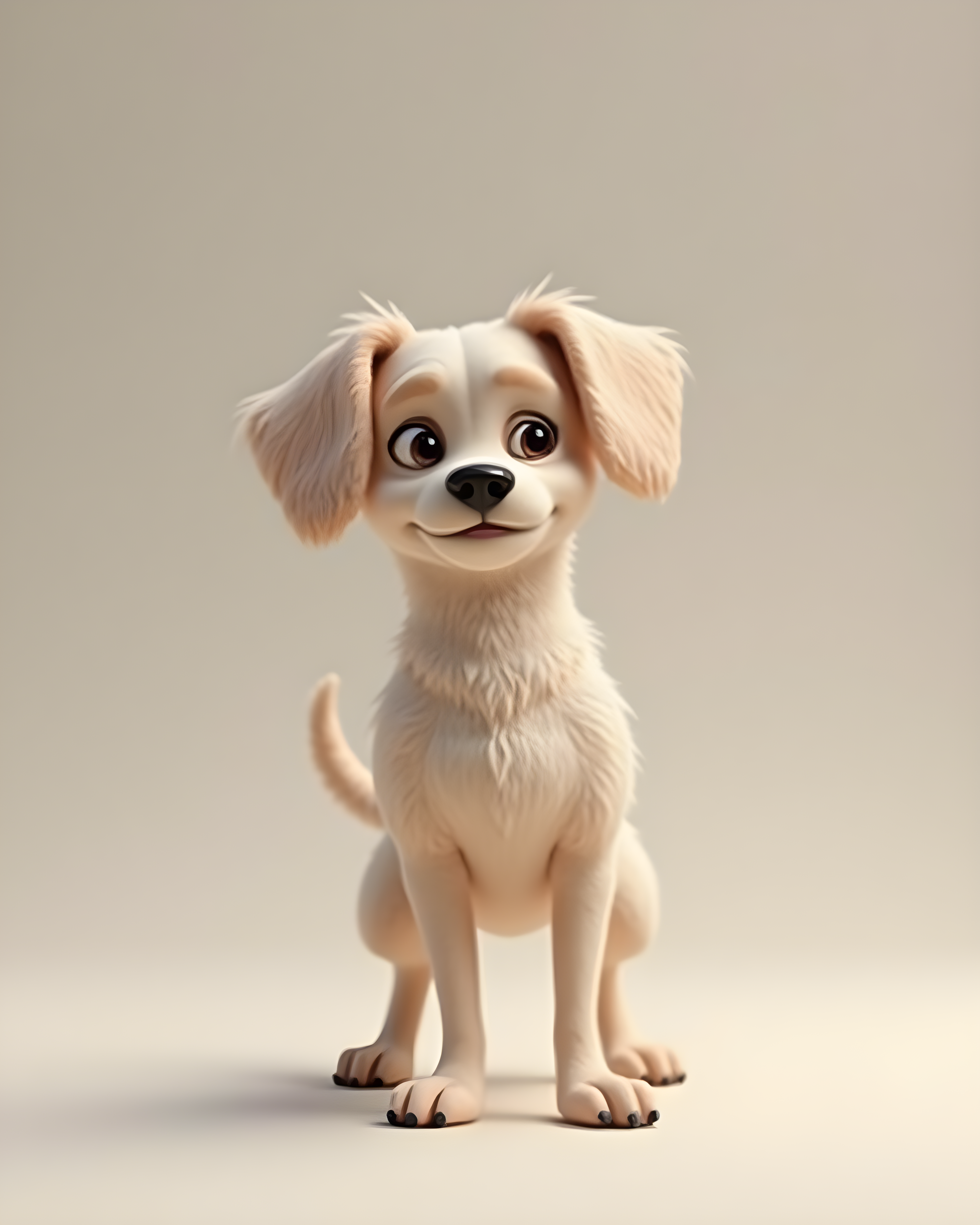 Line Art Dog — 3D Render (Emotional)