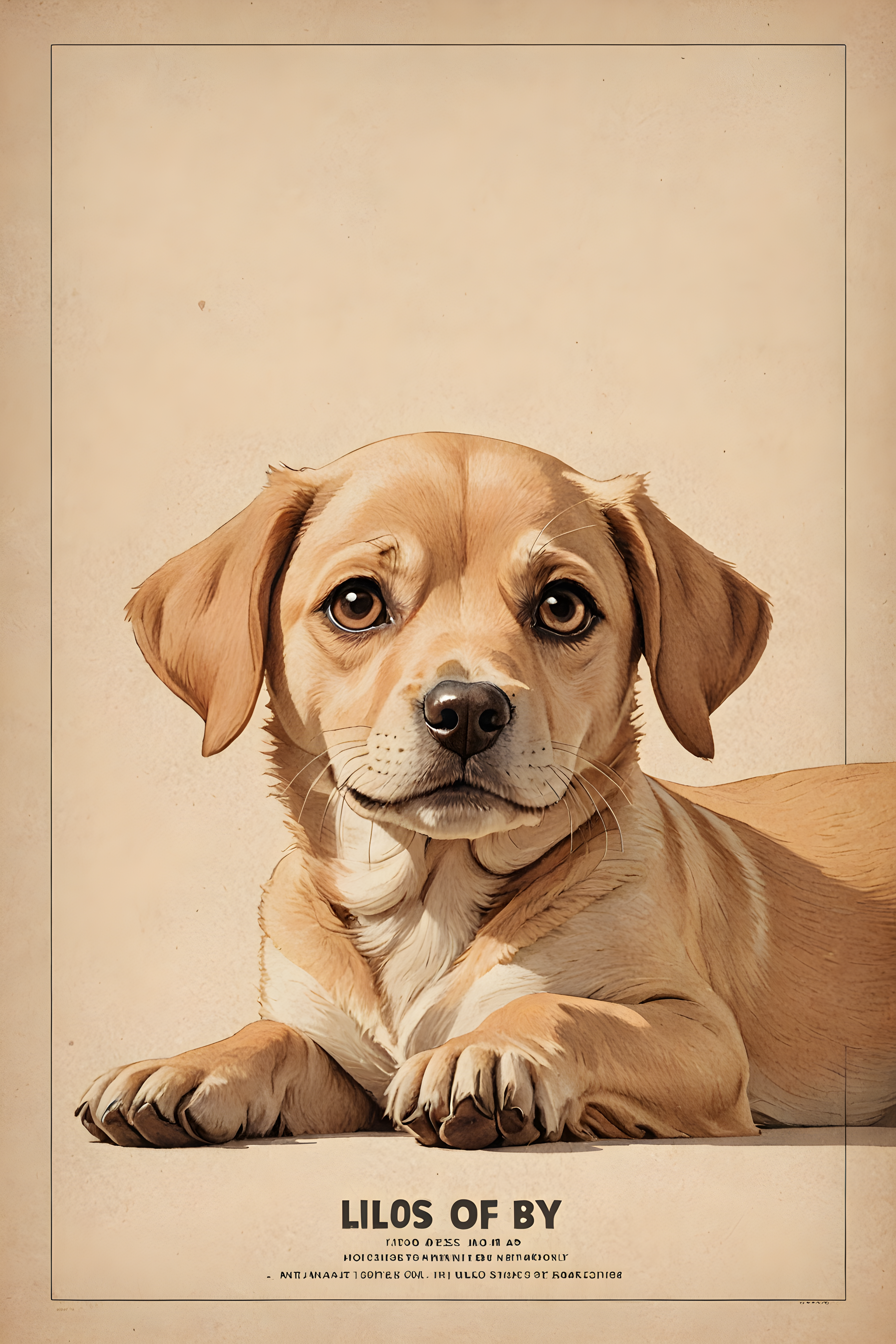 Line Art Dog — Vintage Poster (Cute)