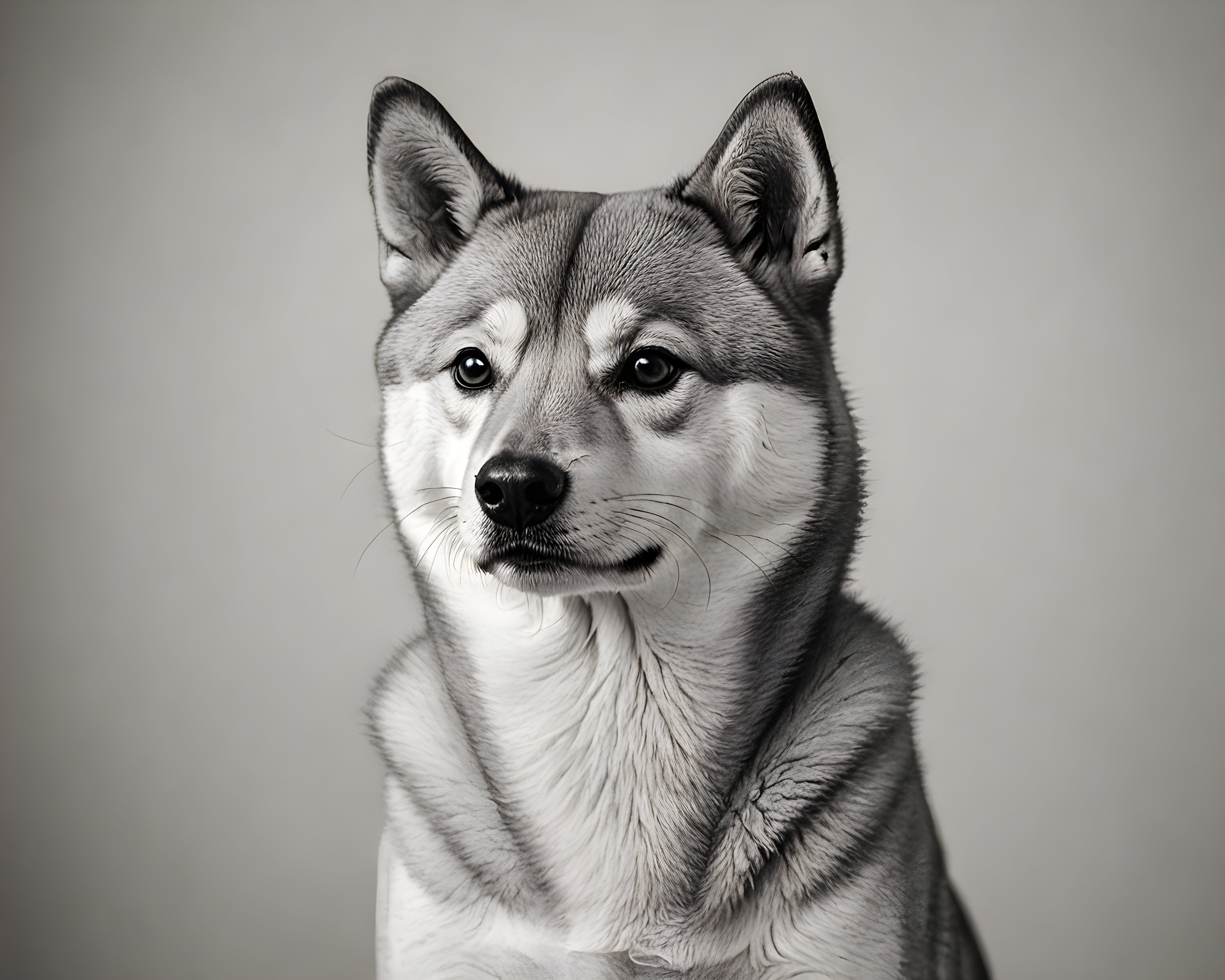 Minimalist Shiba — Black & White (Romantic)