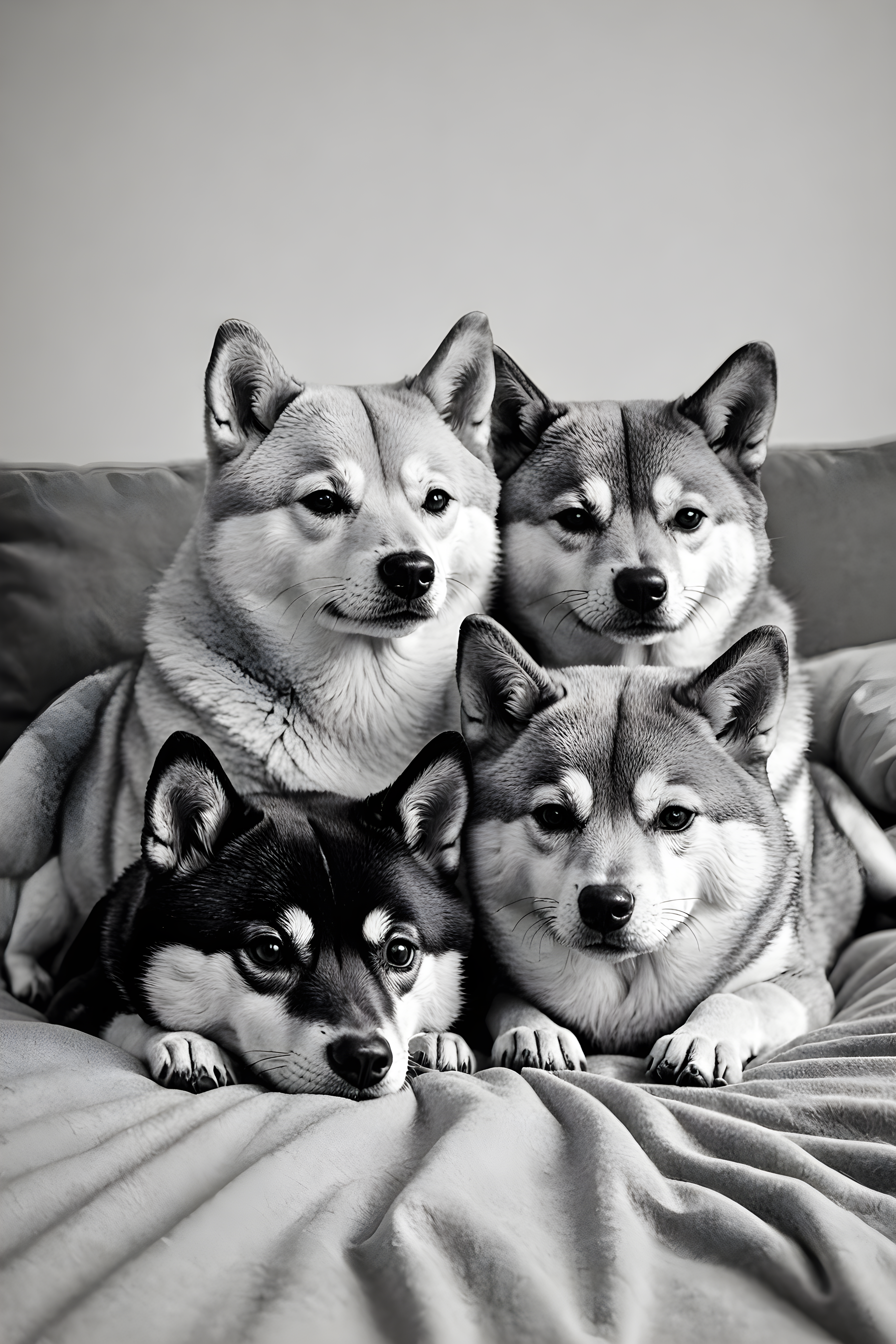 Minimalist Shiba — Black & White (Sleepy)