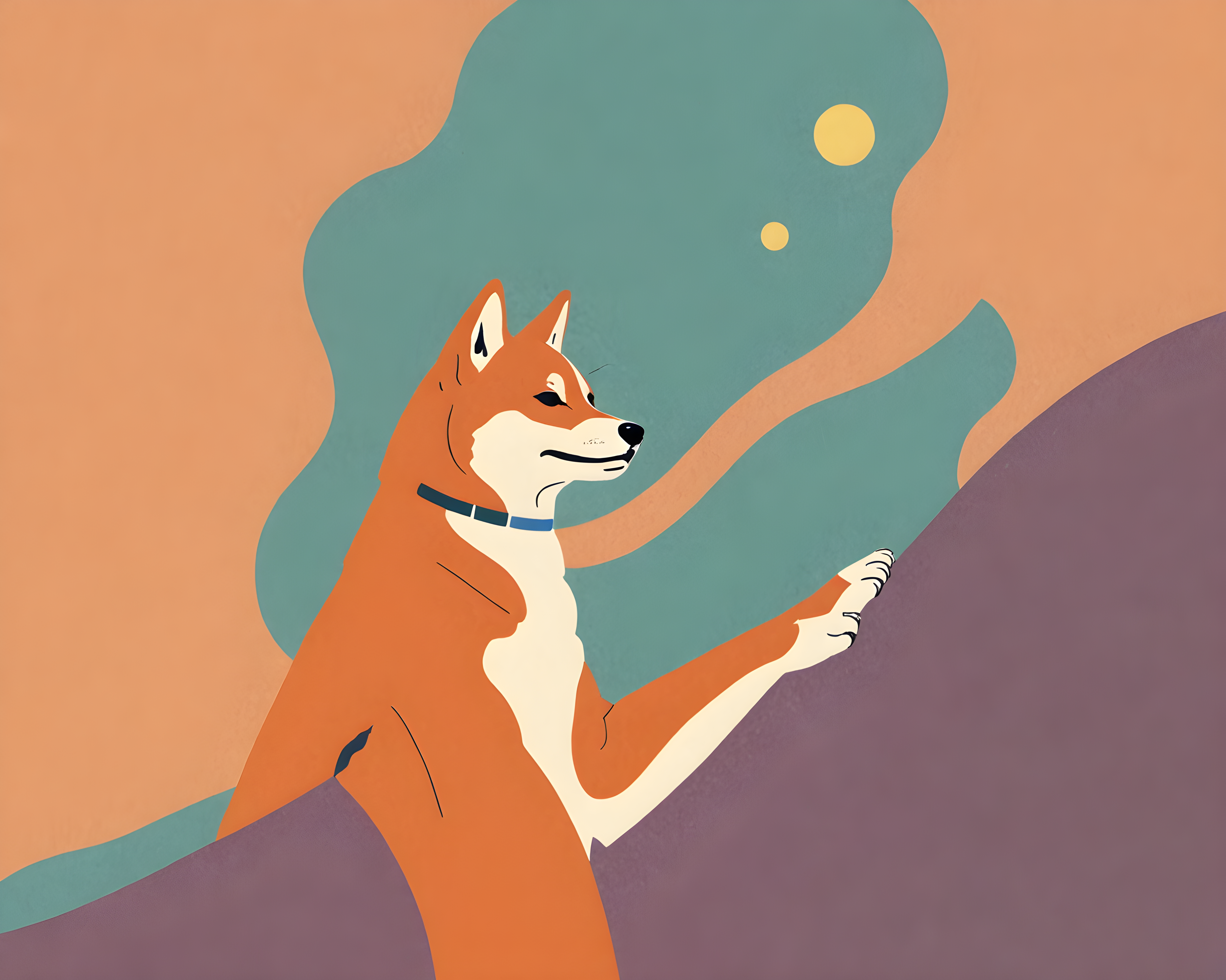 Minimalist Shiba — Retro (Fantasy)