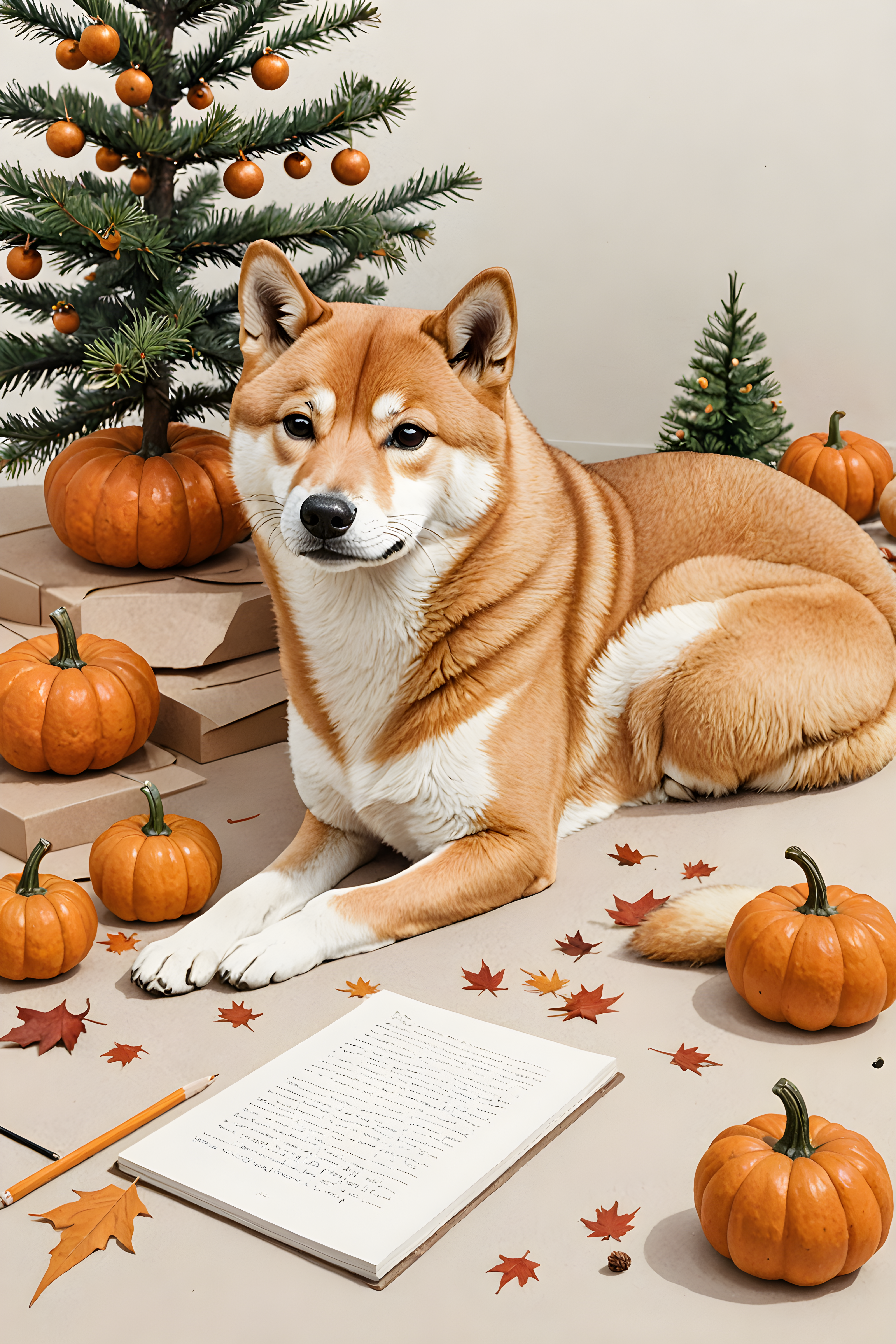 Minimalist Shiba — Pencil Sketch (Seasonal)