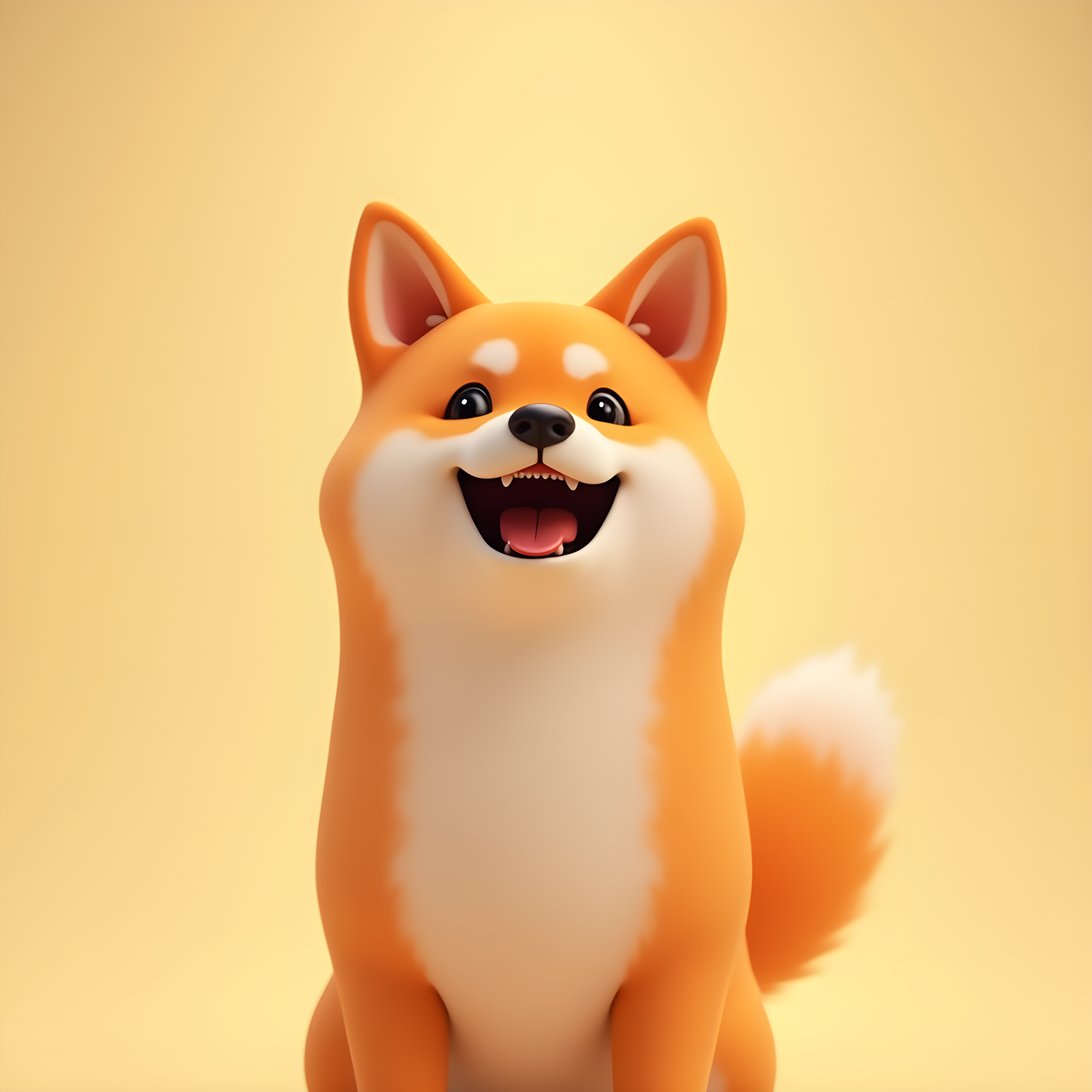 Minimalist Shiba — 3D Render (Happy)