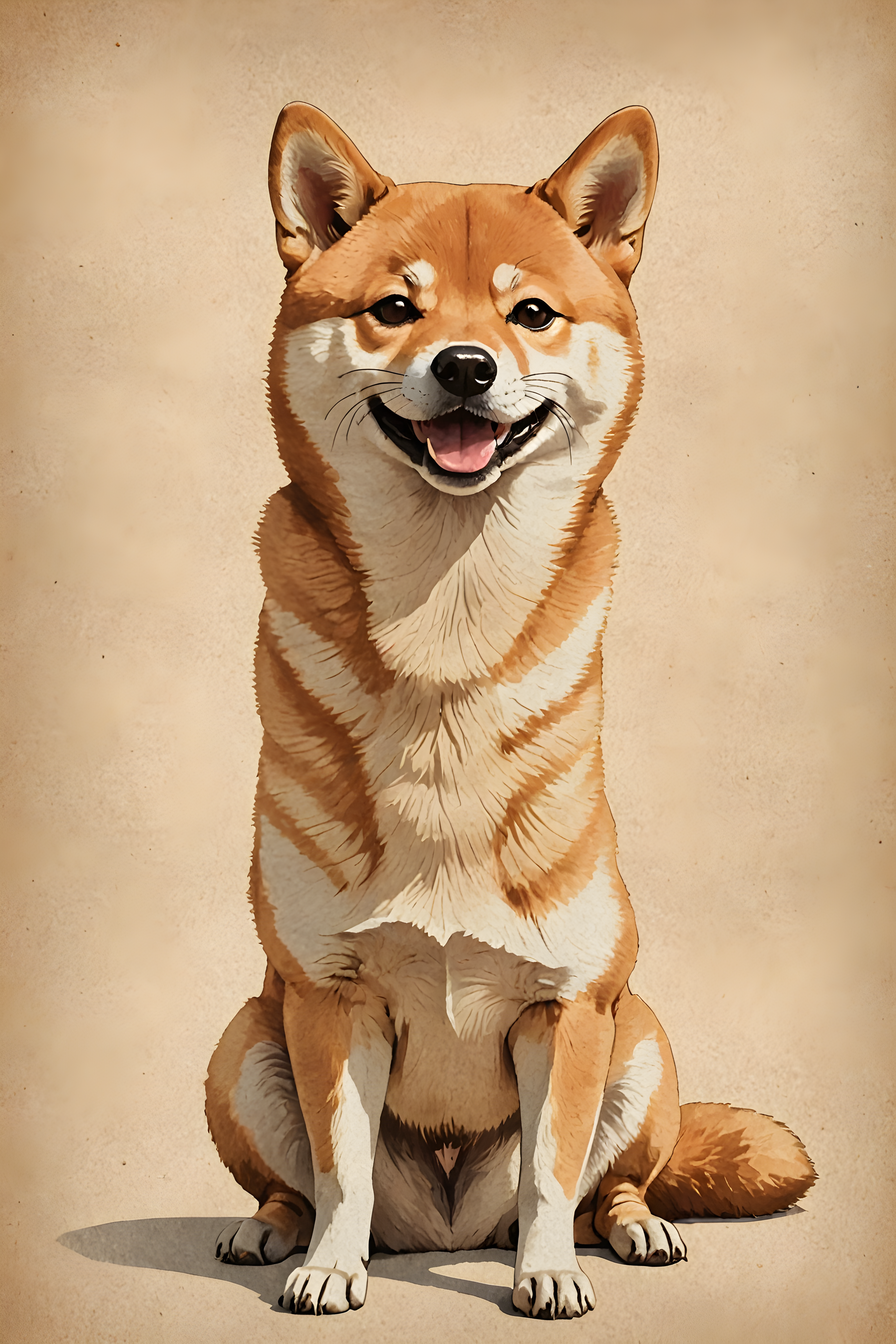 Minimalist Shiba — Vintage Poster (Happy)