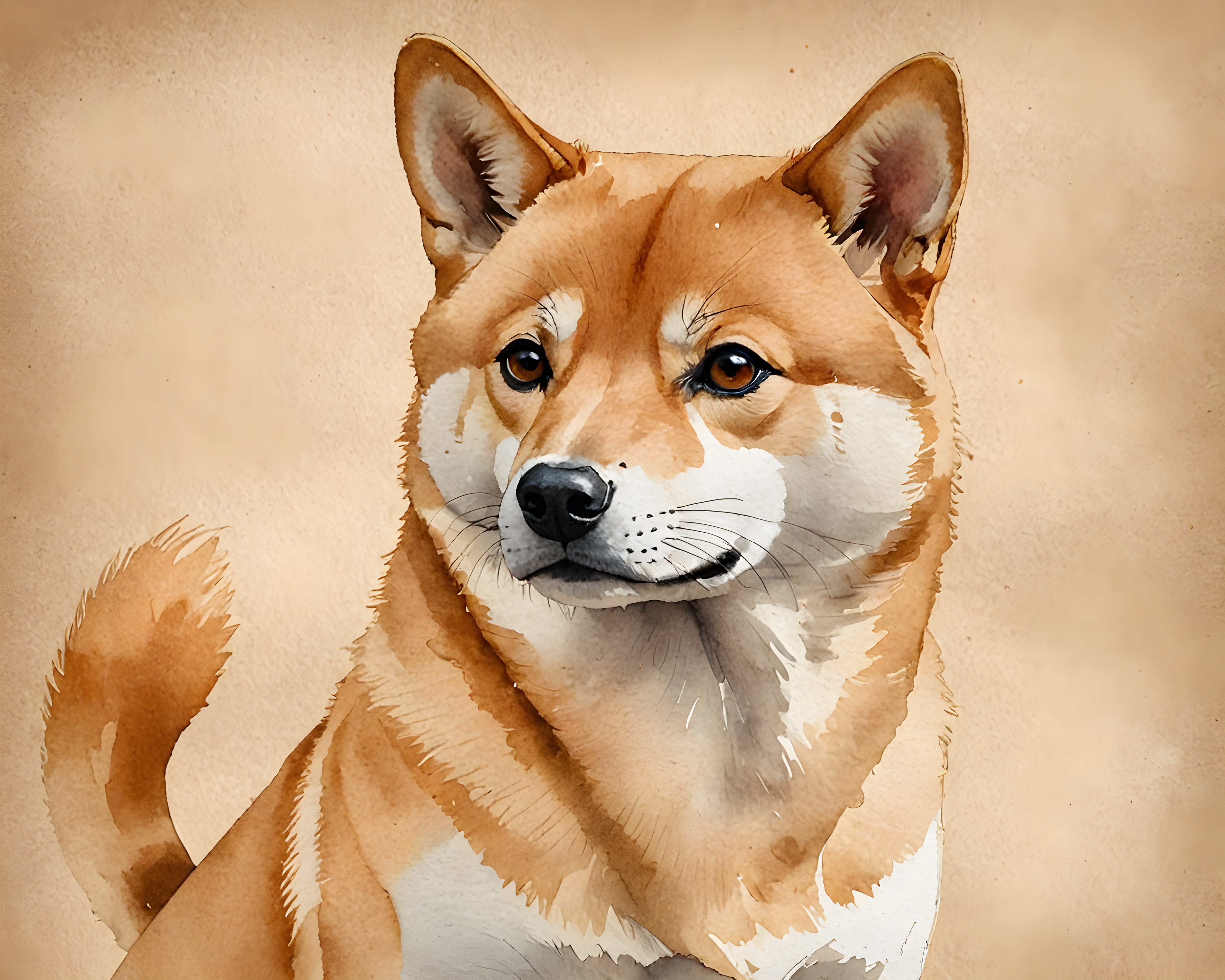 Minimalist Shiba — Watercolor (Emotional)