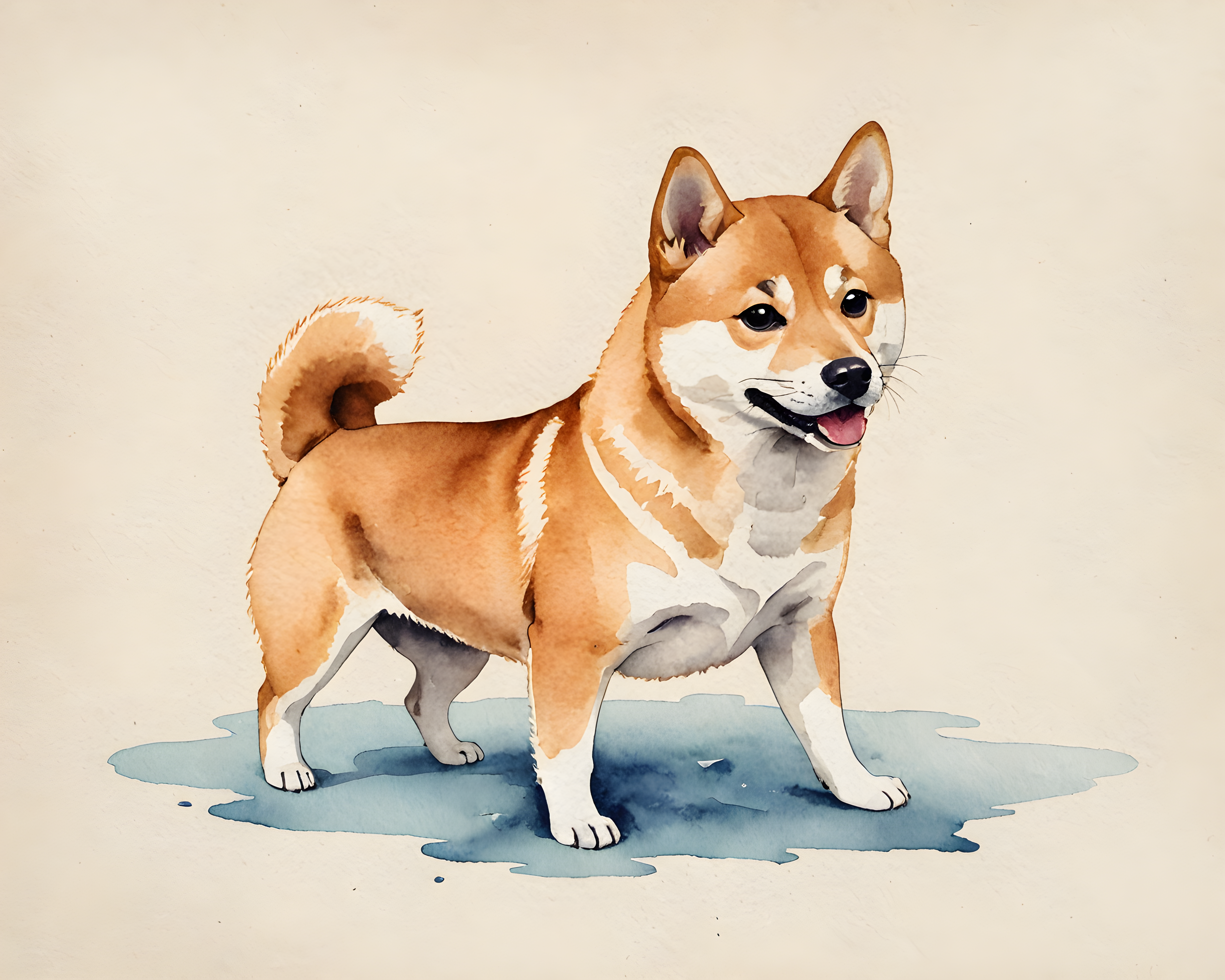 Minimalist Shiba — Watercolor (Funny)