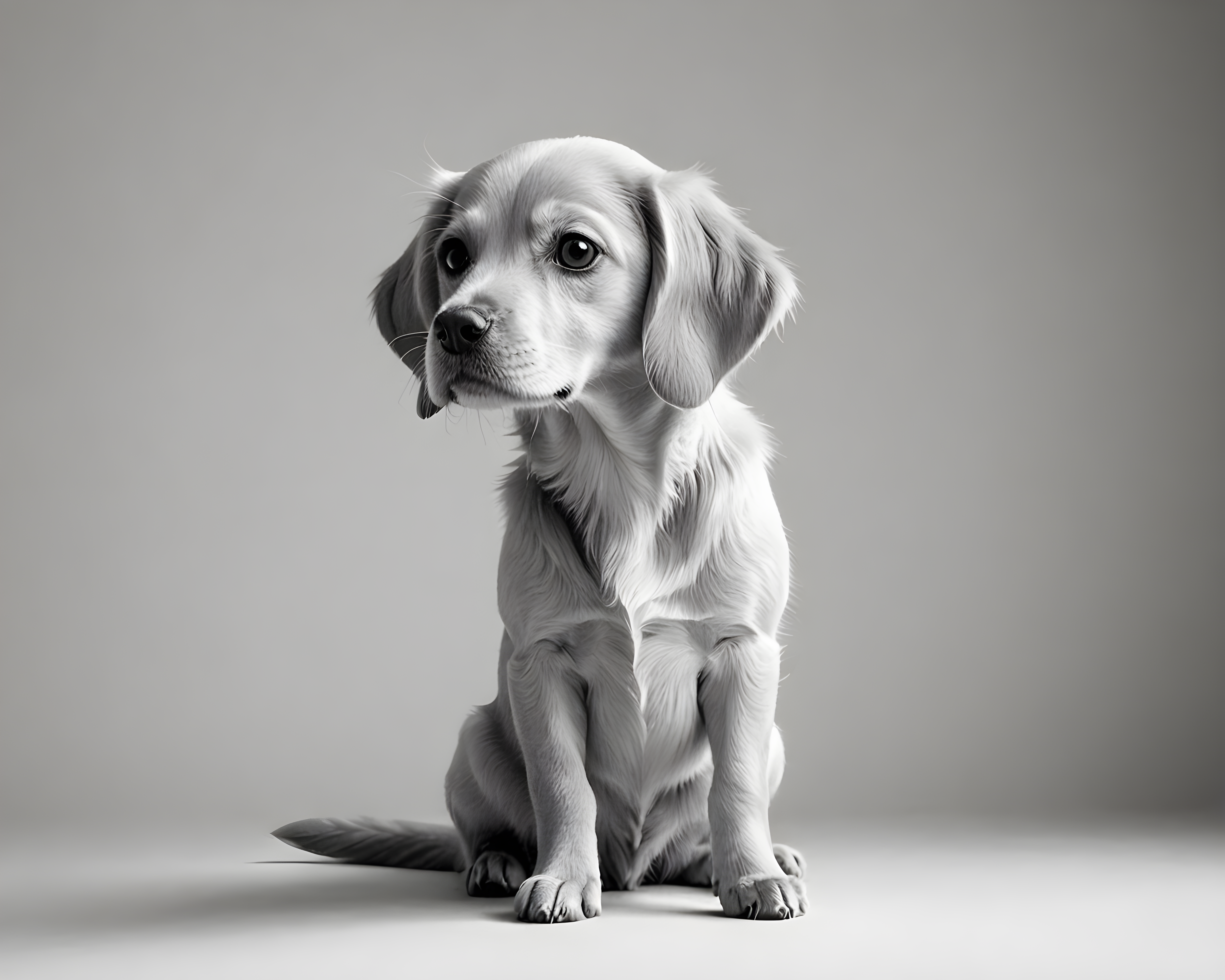 Modern Art Retriever — Black & White (Cute)