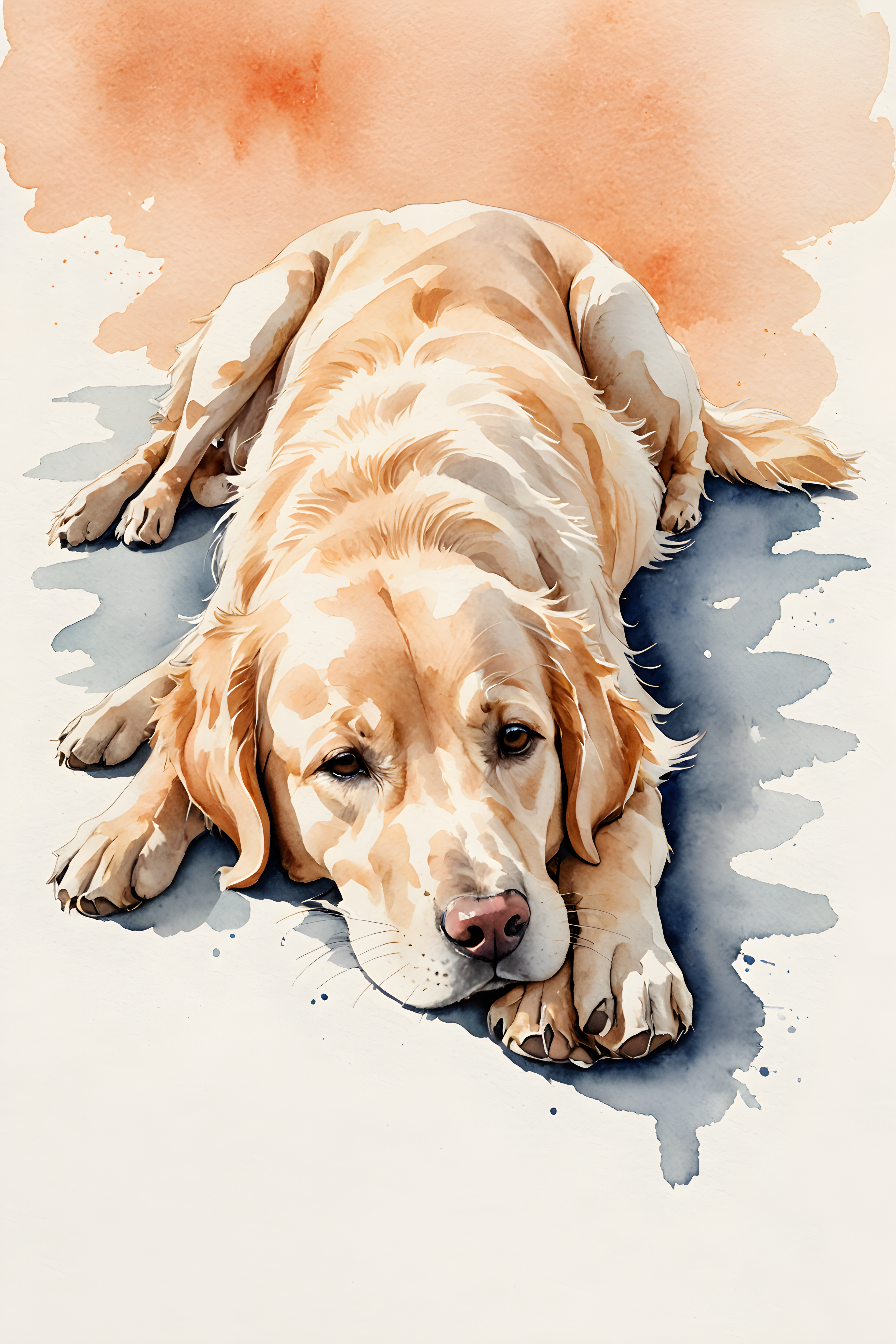 Modern Art Retriever — Watercolor (Sleepy)