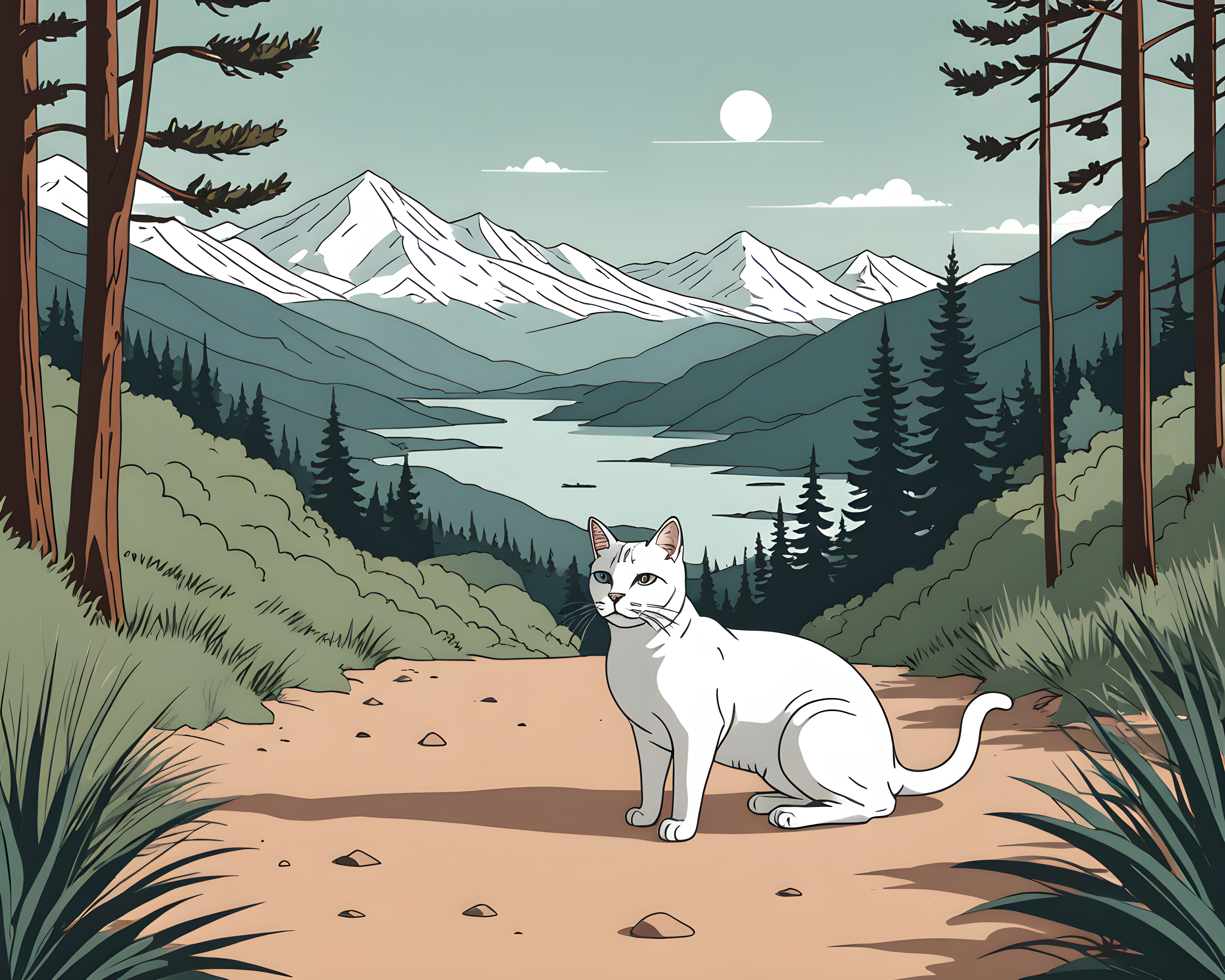 Monoline Cat — Line Art (Aesthetic)