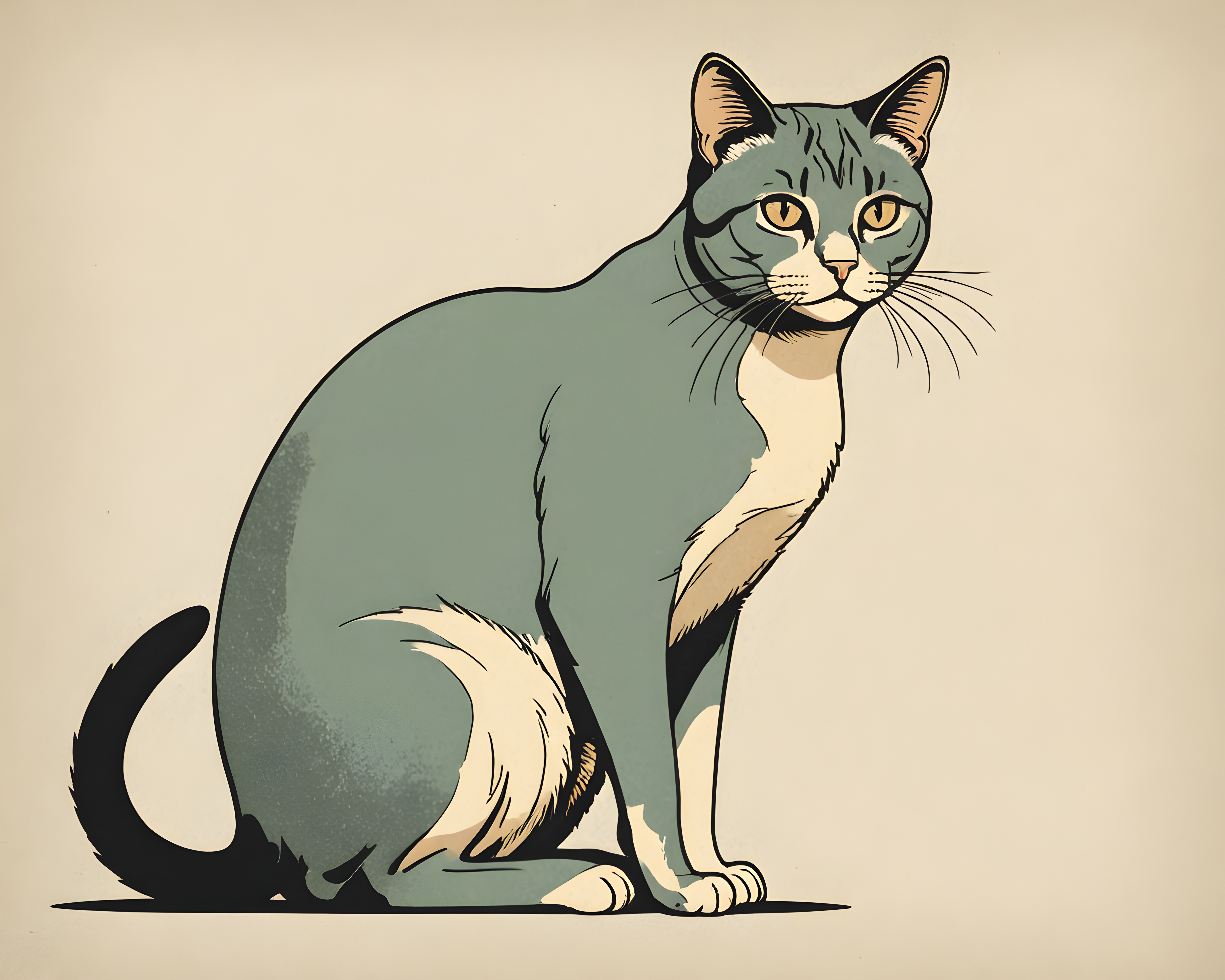 Monoline Cat — Retro (Emotional)