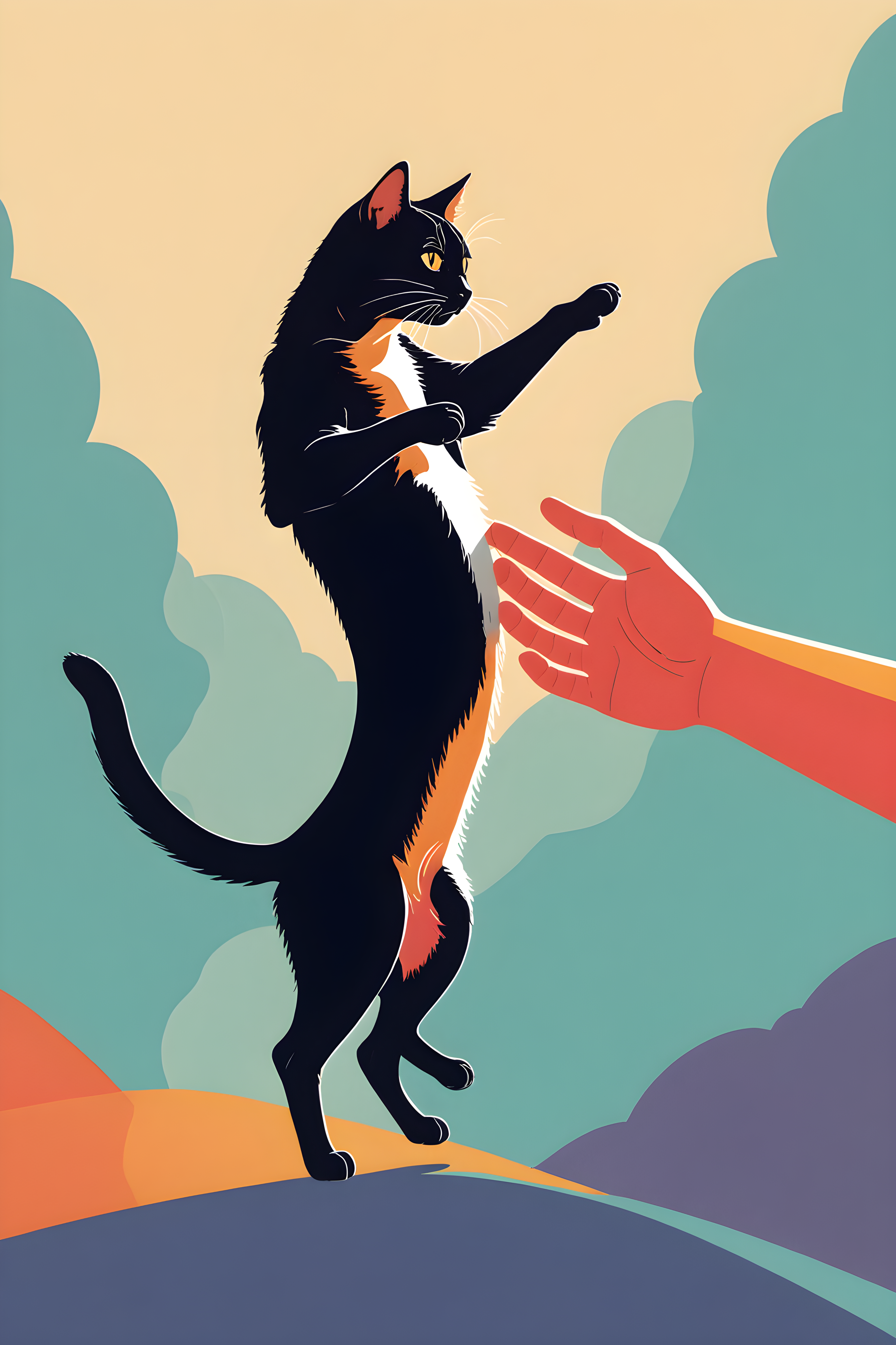 Monoline Cat — Retro (Energetic)