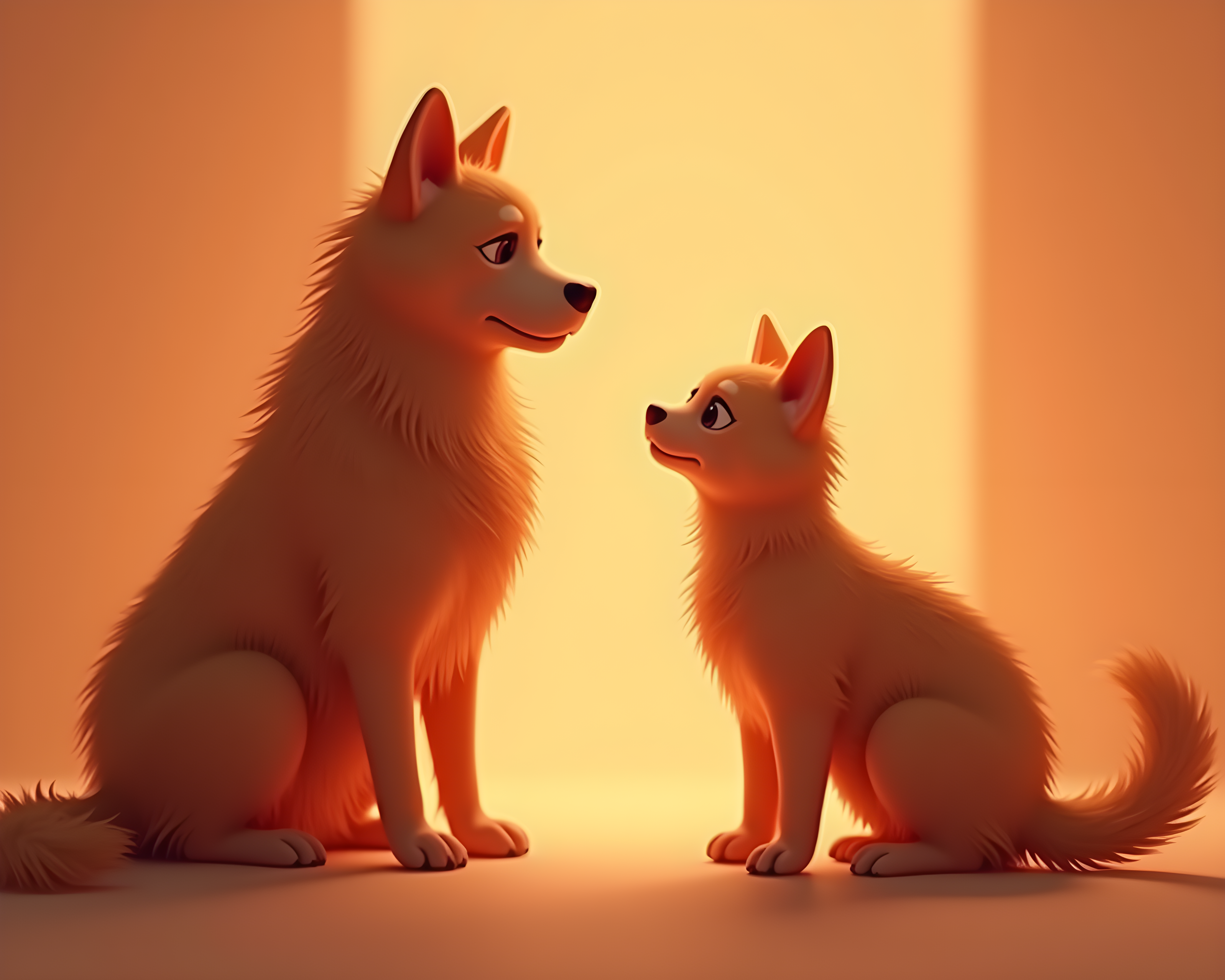 Monoline Cat — 3D Render (Romantic)
