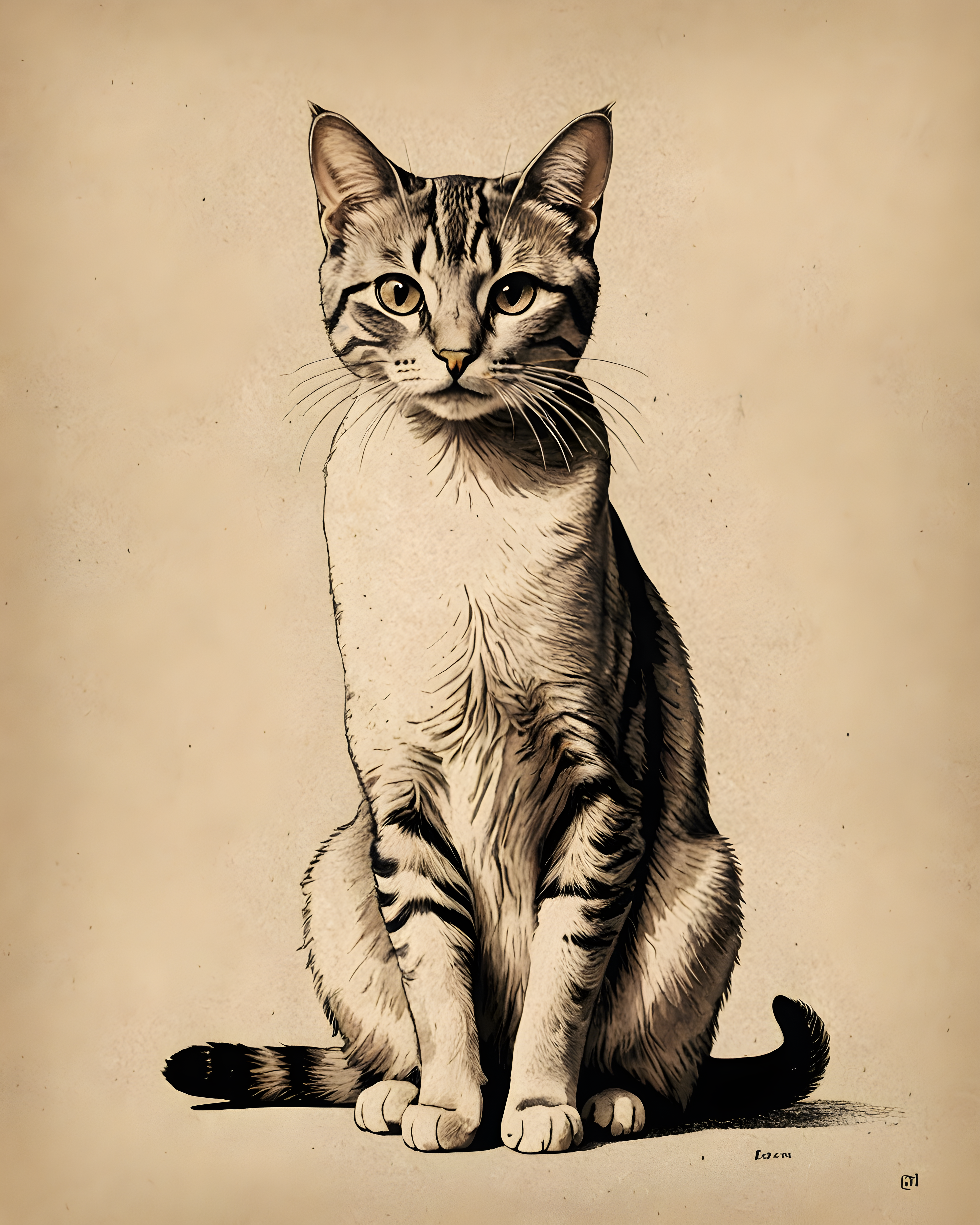 Monoline Cat — Vintage Poster (Aesthetic)