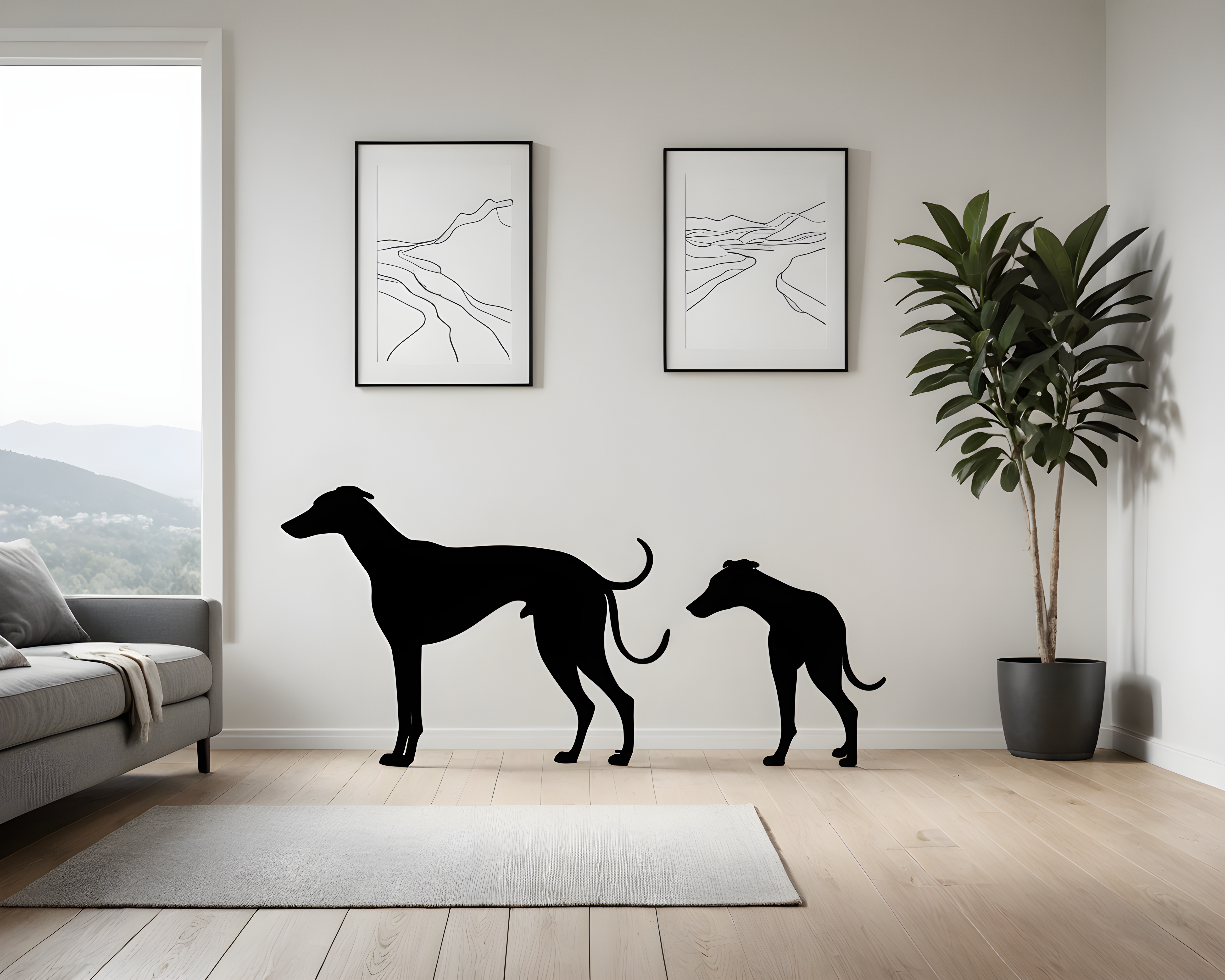 Silhouette Greyhound — Minimalist Line Art (Aesthetic)