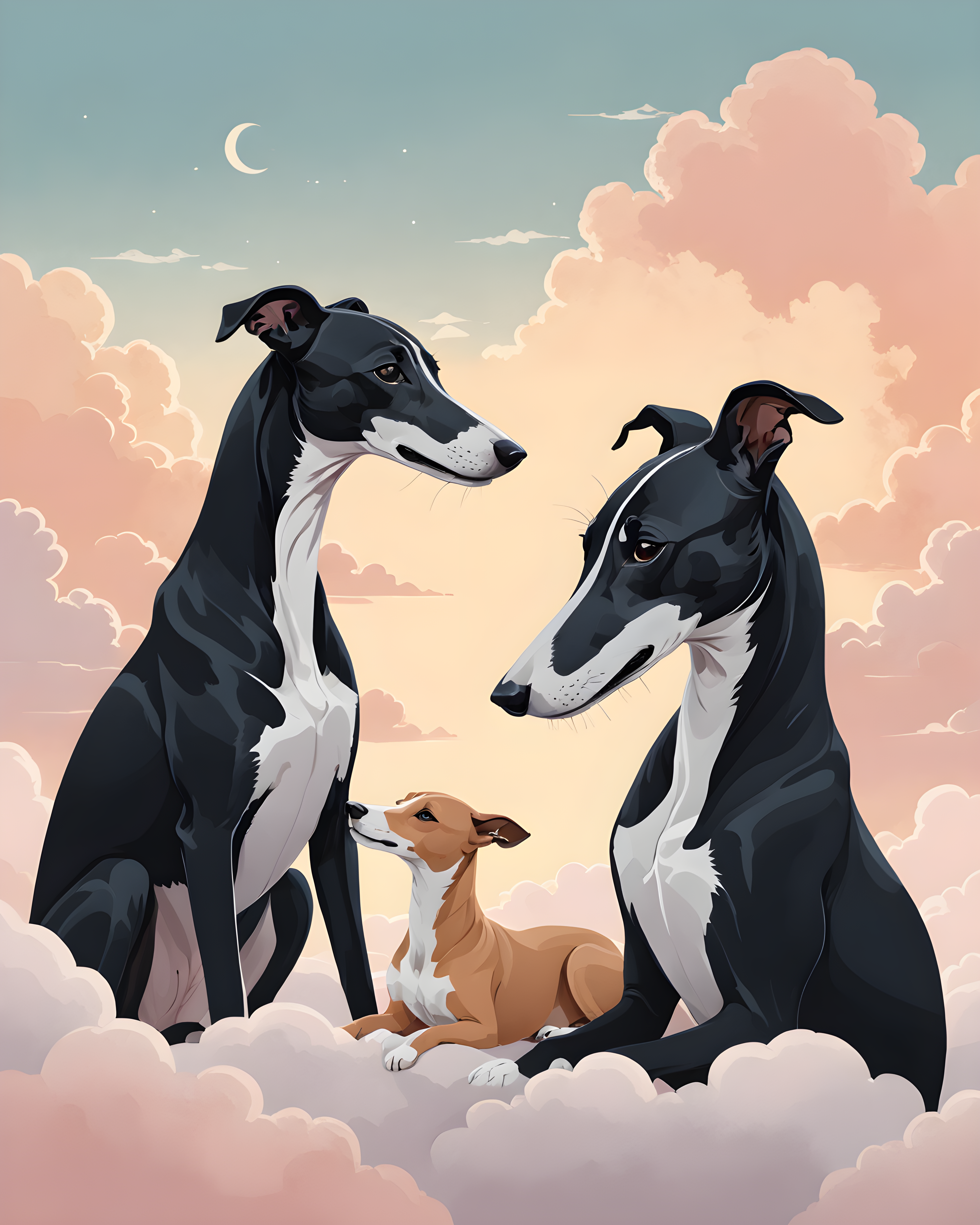 Silhouette Greyhound — Nursery (Sleepy) — Wall Art (Printable) — Portrait 4×5