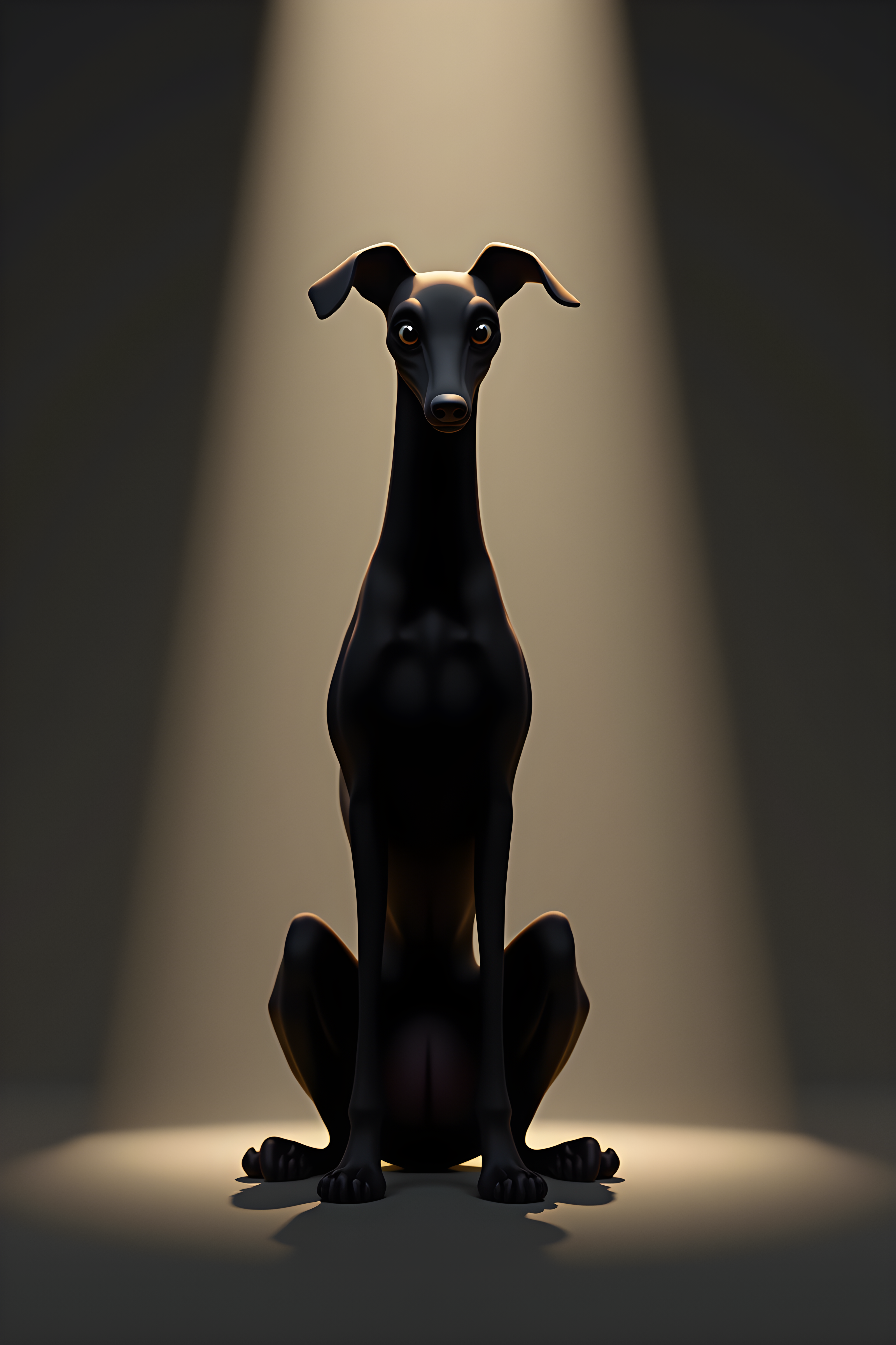 Silhouette Greyhound — 3D Render (Motivational)