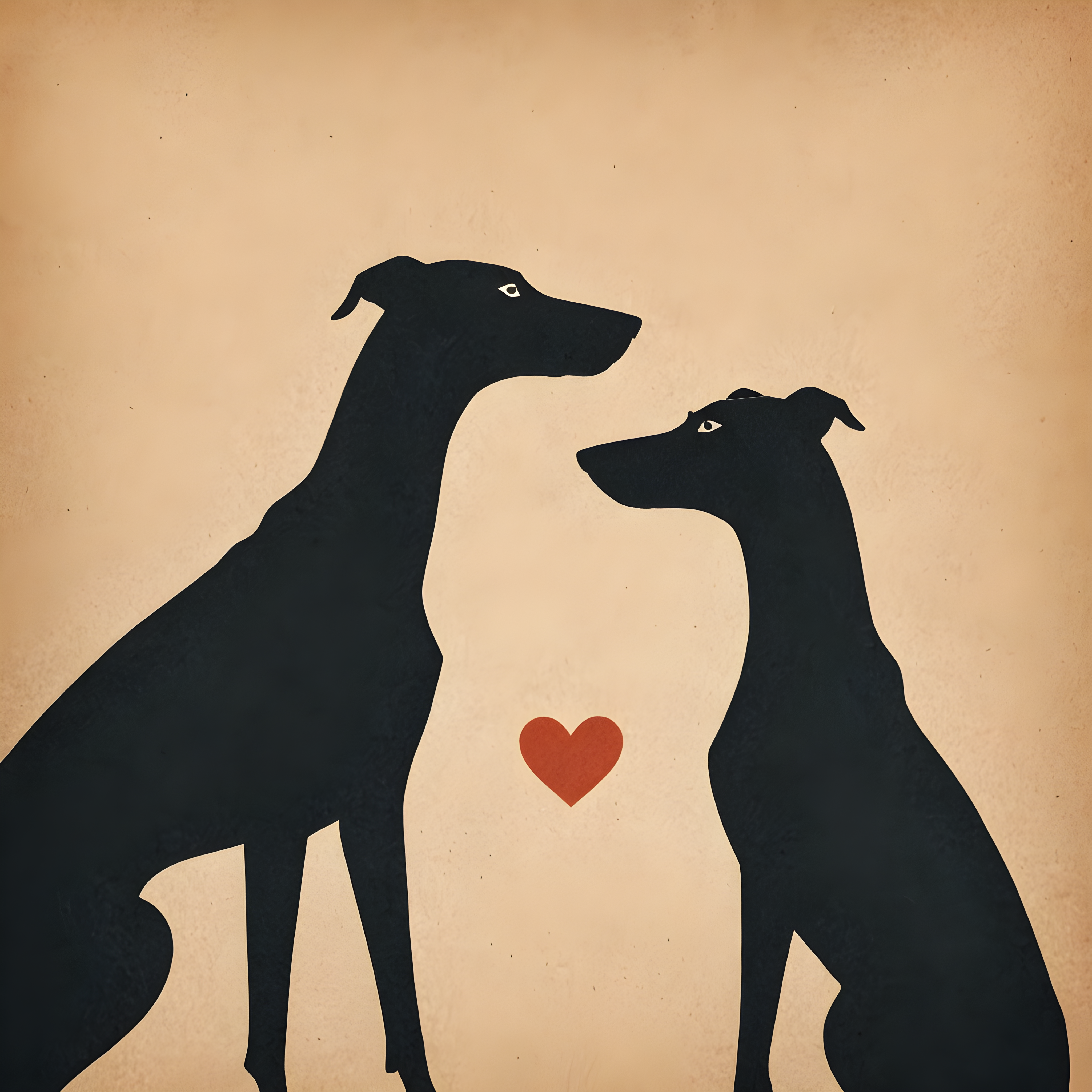 Silhouette Greyhound — Vintage Poster (Romantic)
