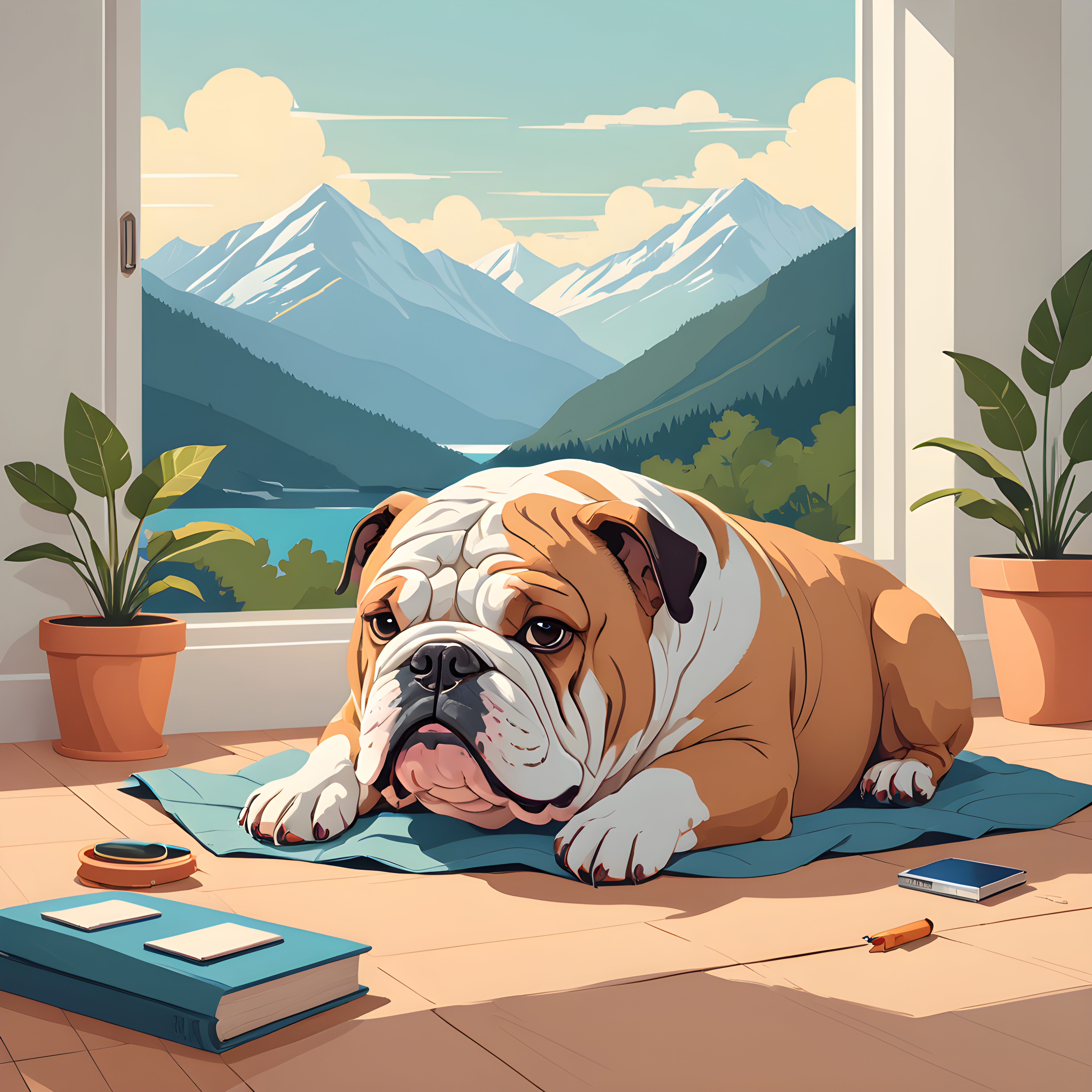 Simple Shape Bulldog — Funny (Sleepy)