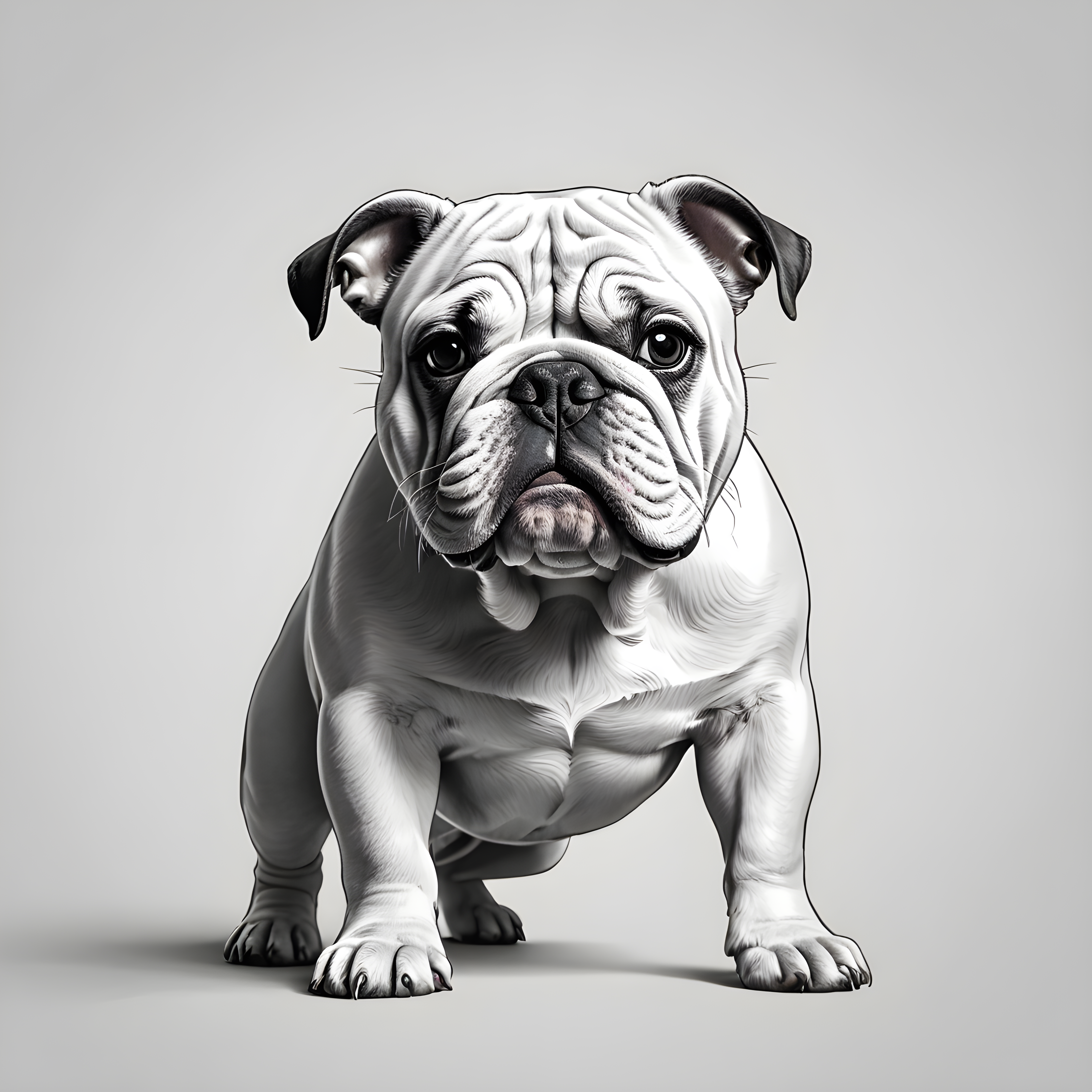 Simple Shape Bulldog — Line Art (Playful)