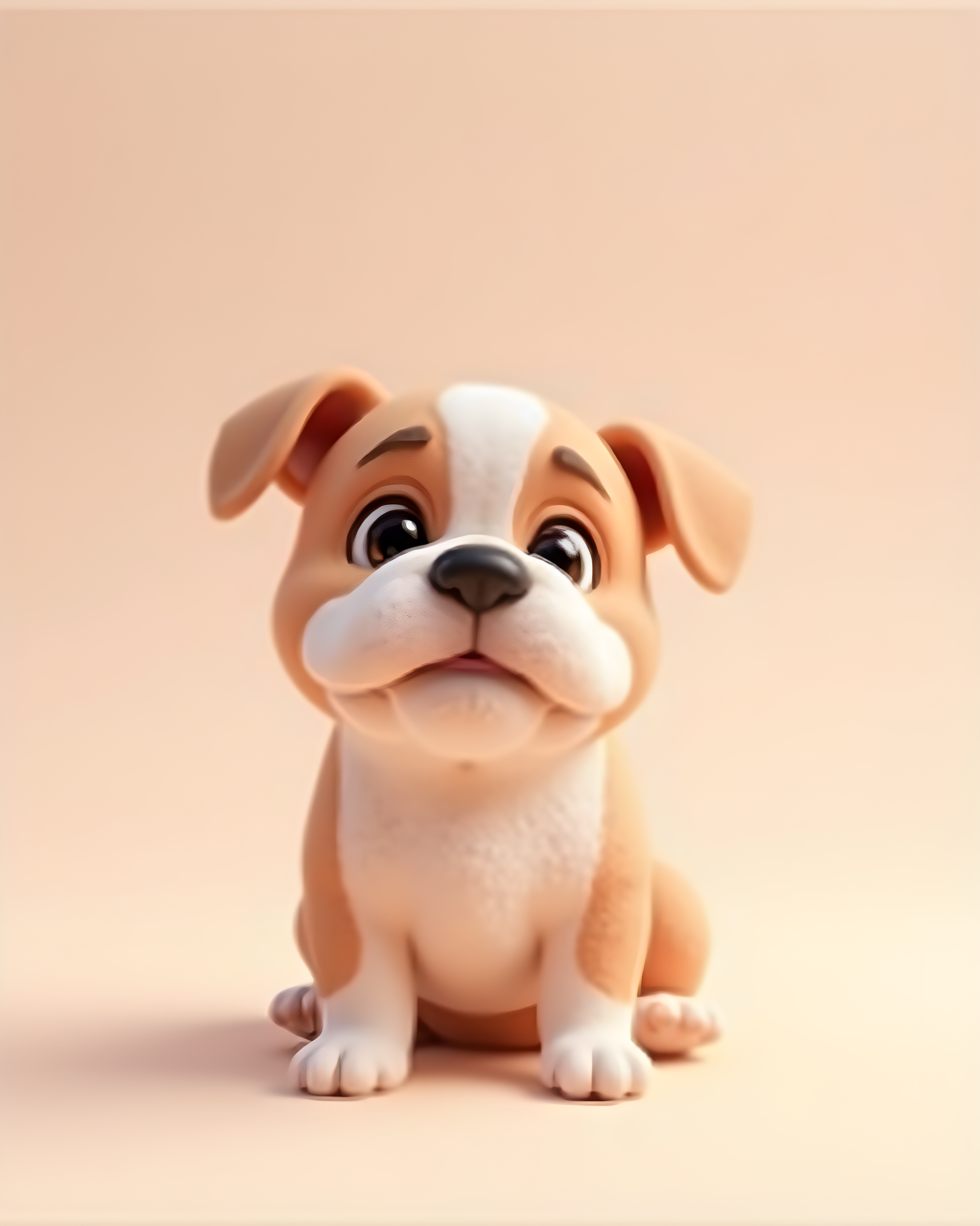 Simple Shape Bulldog — 3D Render (Cute) — Wall Art (Printable) — Portrait 4×5