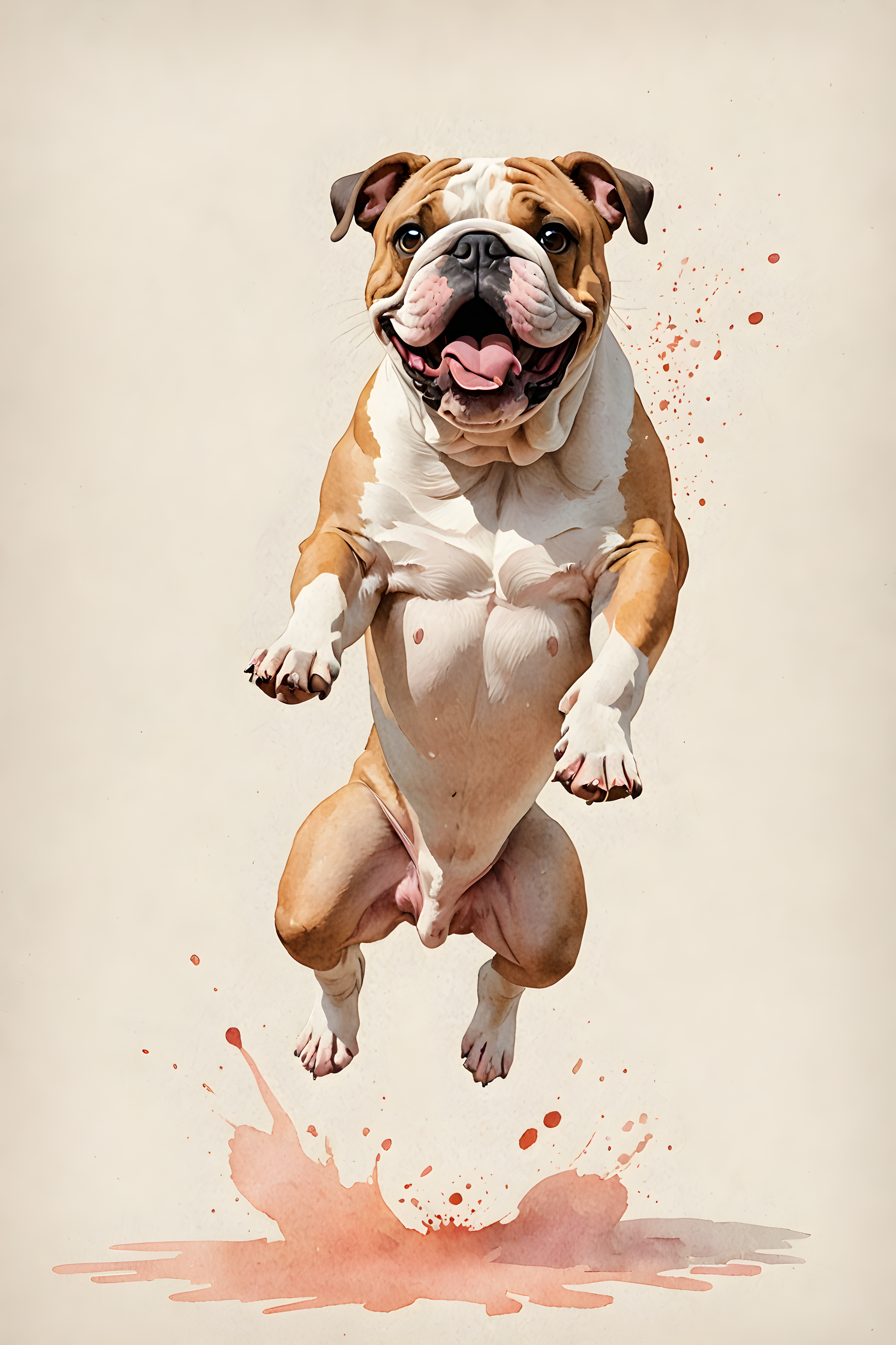 Simple Shape Bulldog — Watercolor (Funny)