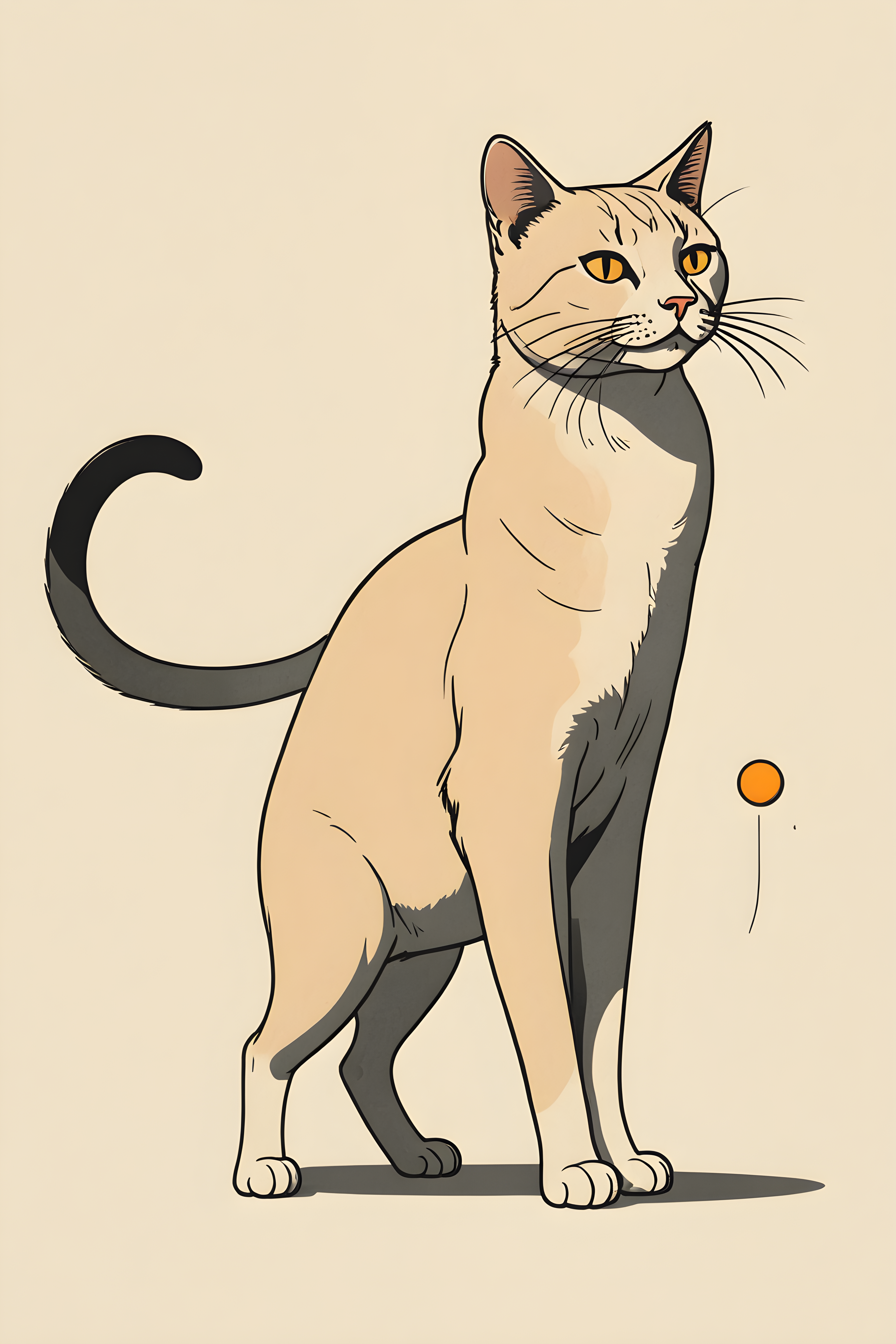 Single Line Cat — Retro (Playful)