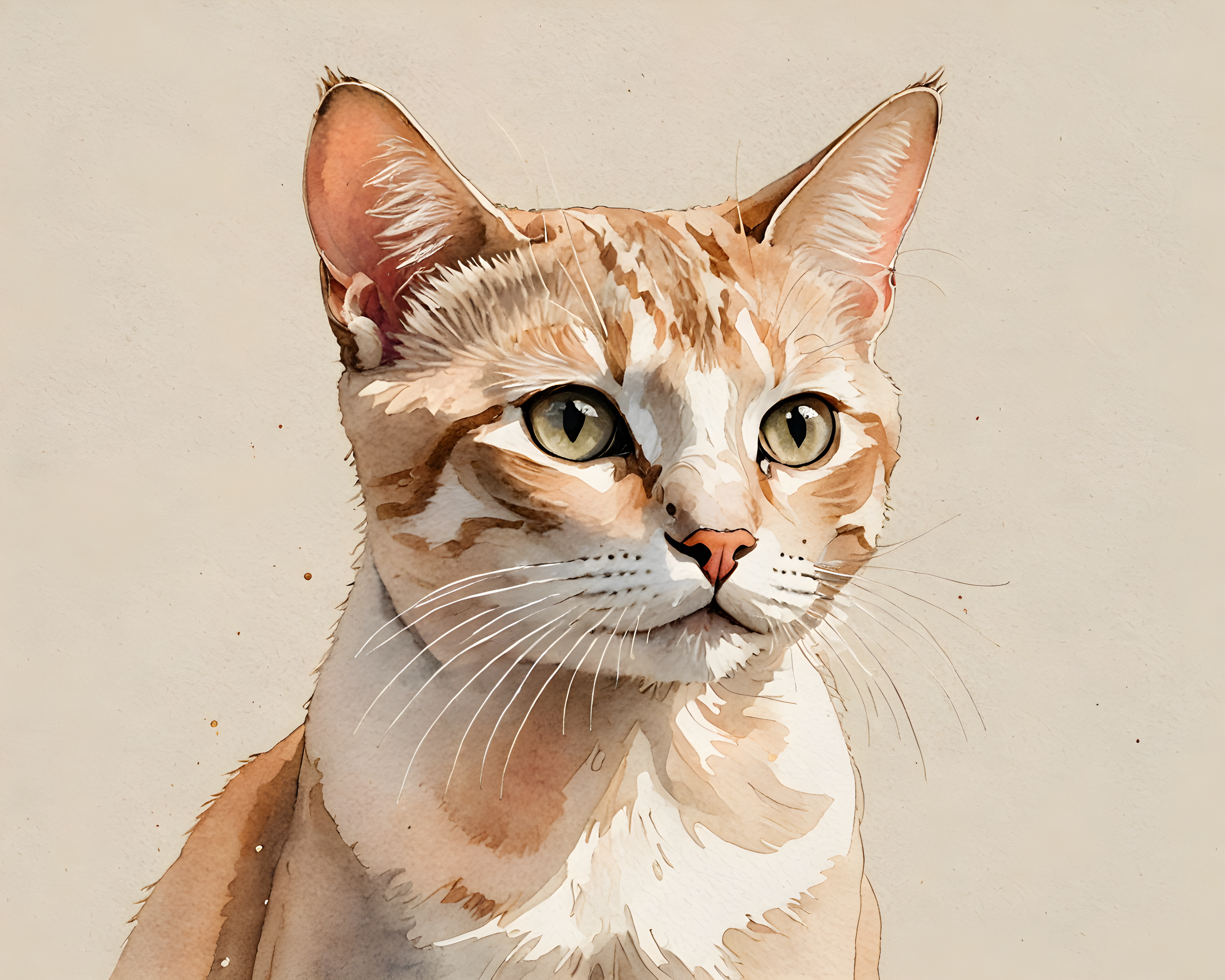 Single Line Cat — Watercolor (Emotional)