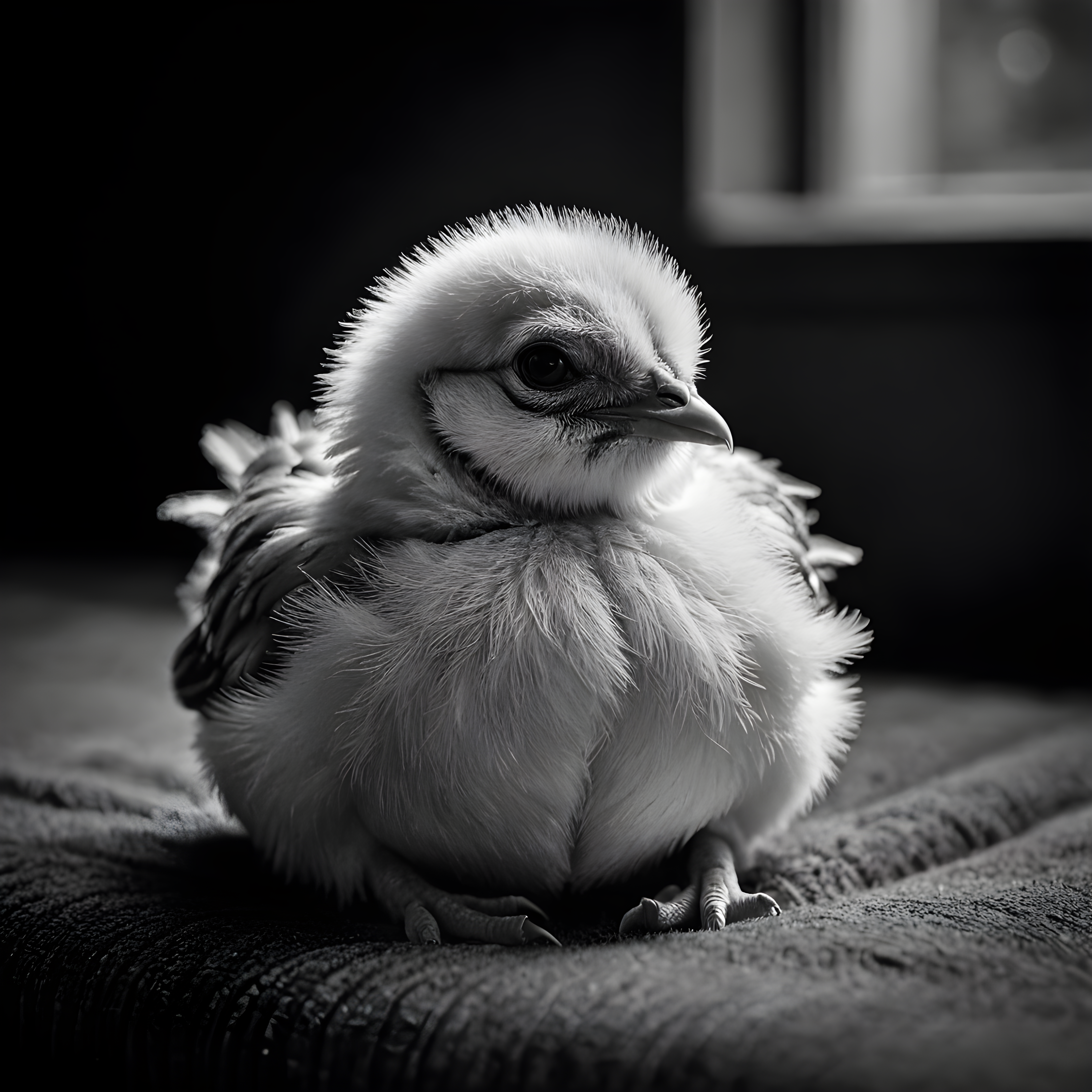 Chick — Black & White (Sleepy)