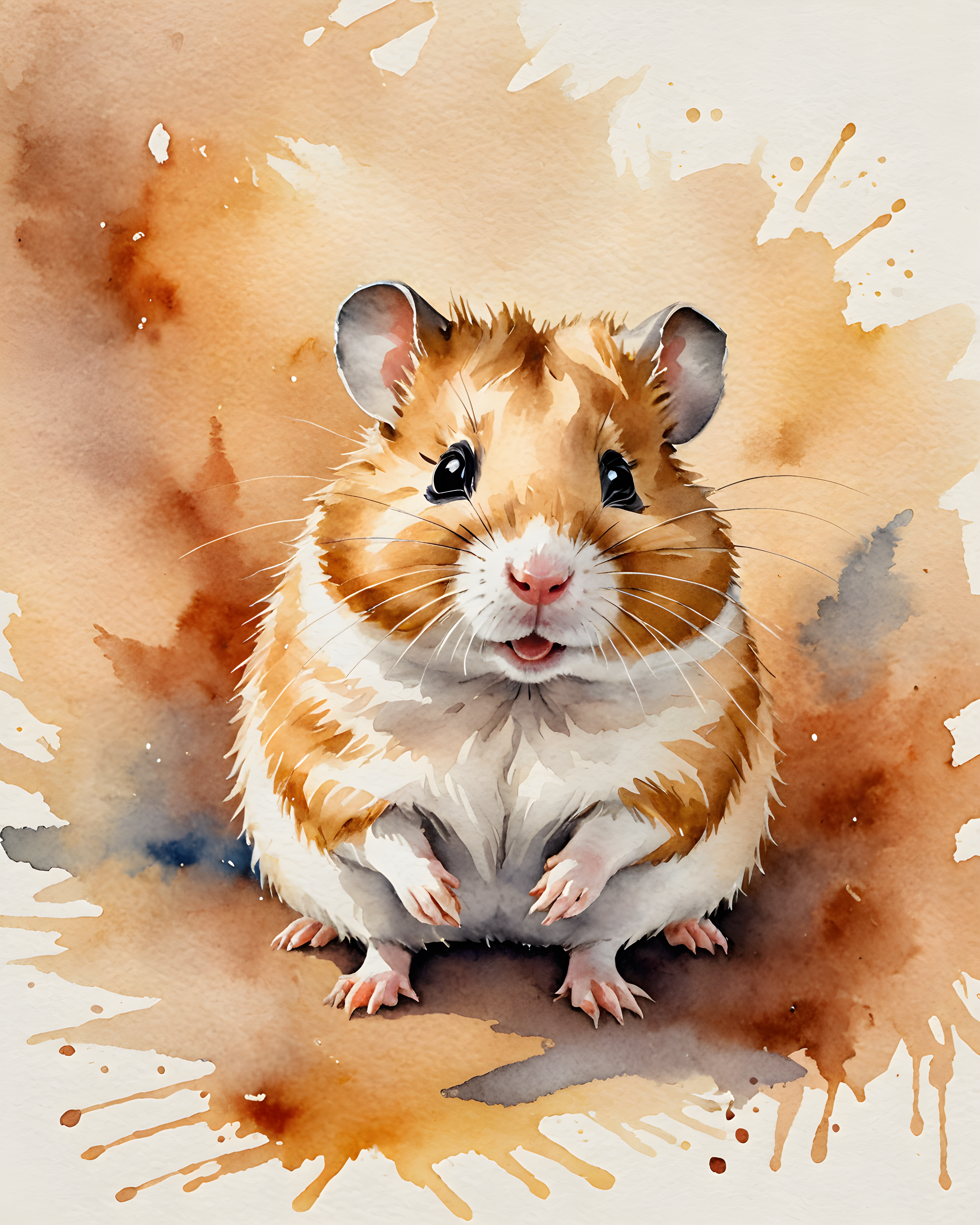 Hamster — Watercolor (Sleepy)