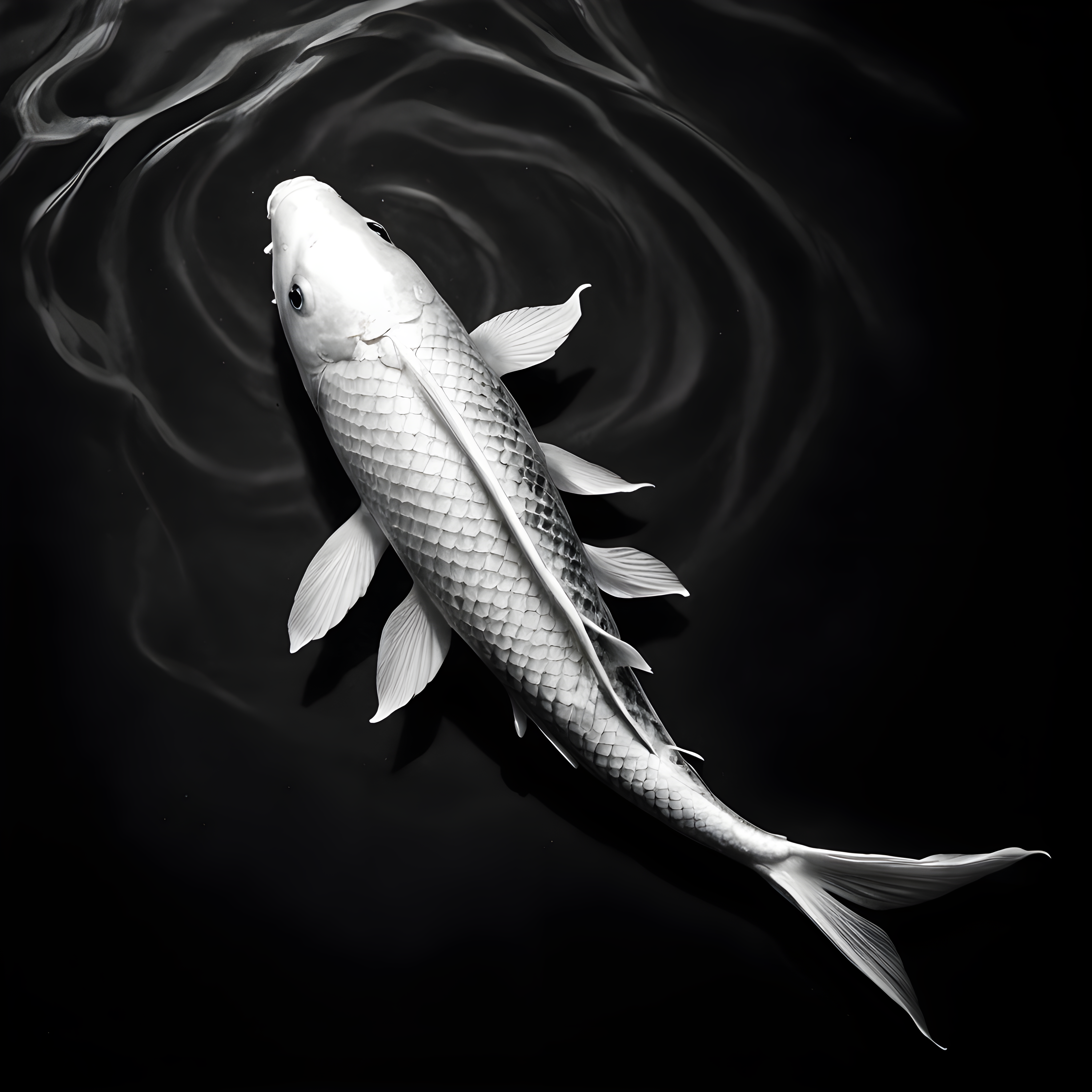 Koi Fish — Black & White (Emotional)