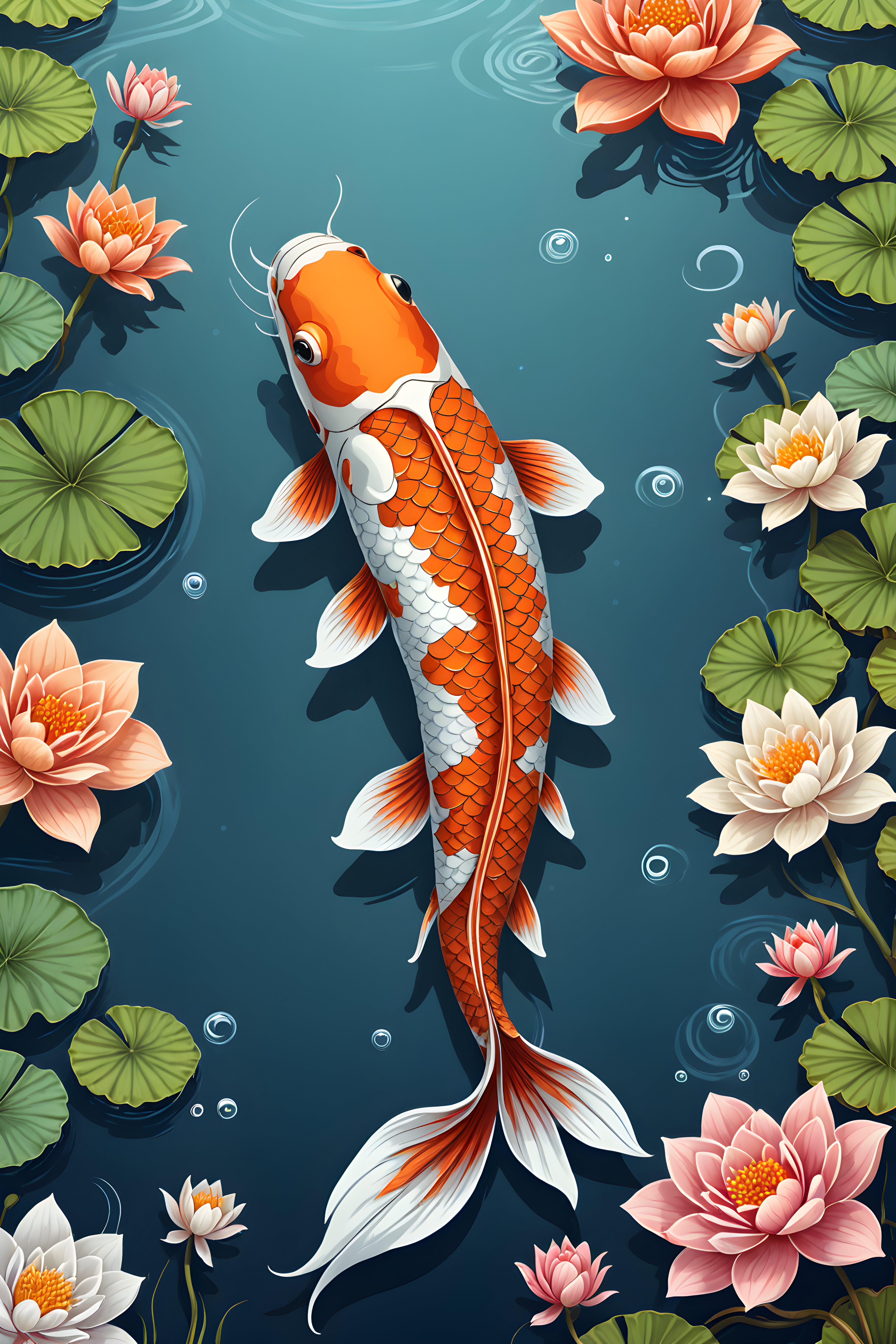 Koi Fish — Line Art (Fantasy)