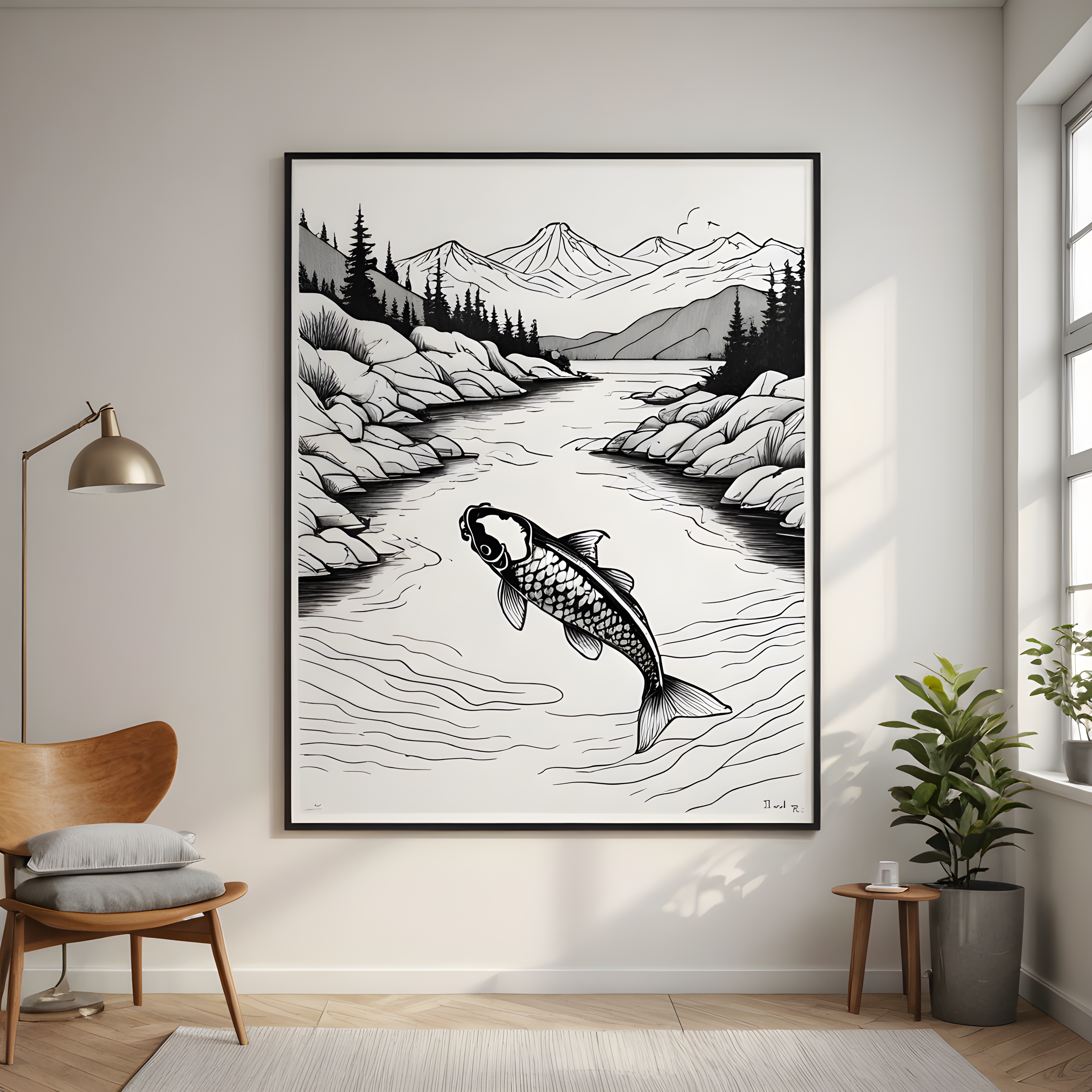 Koi Fish — Minimalist Line Art (Aesthetic)