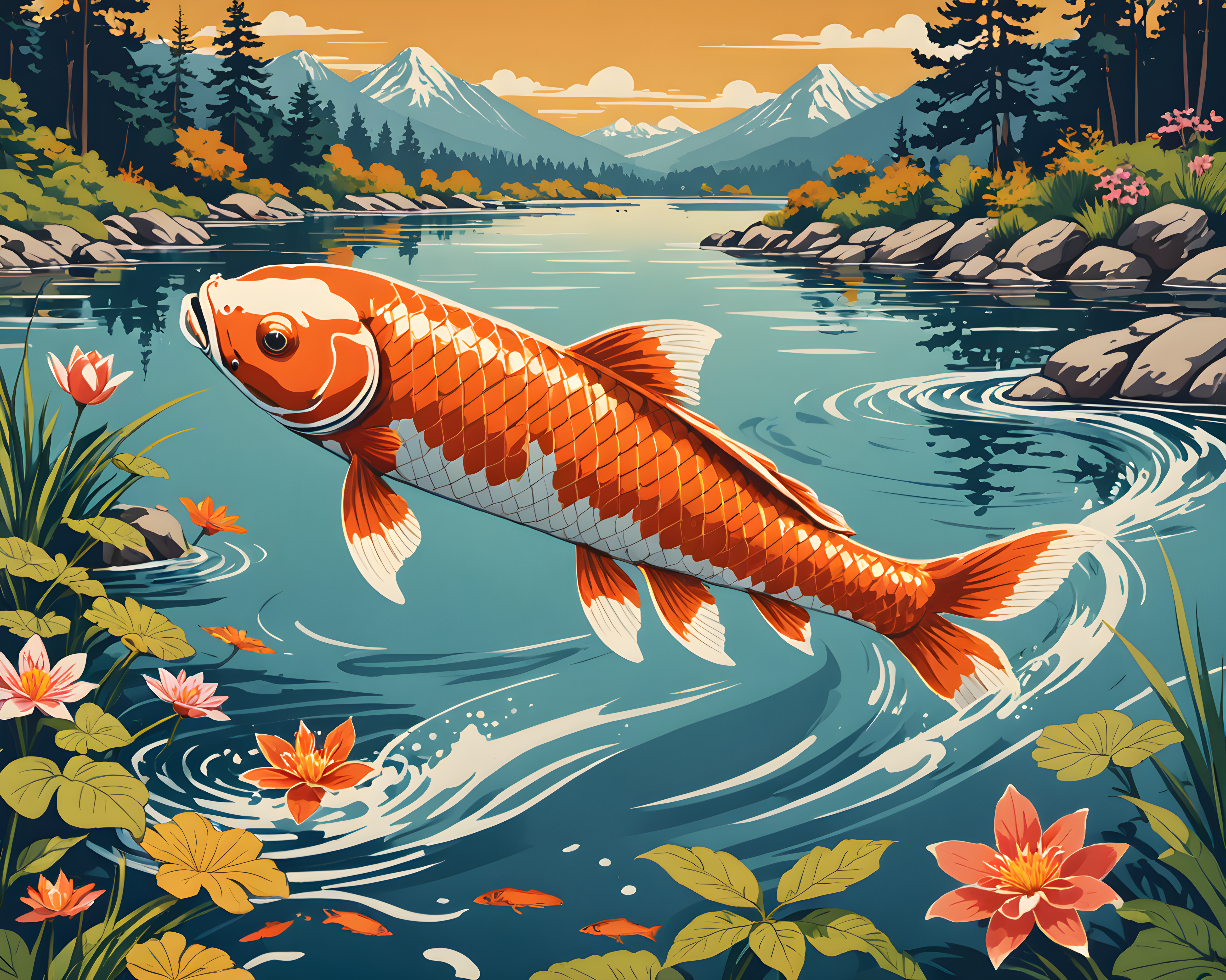Koi Fish — Retro (Energetic)