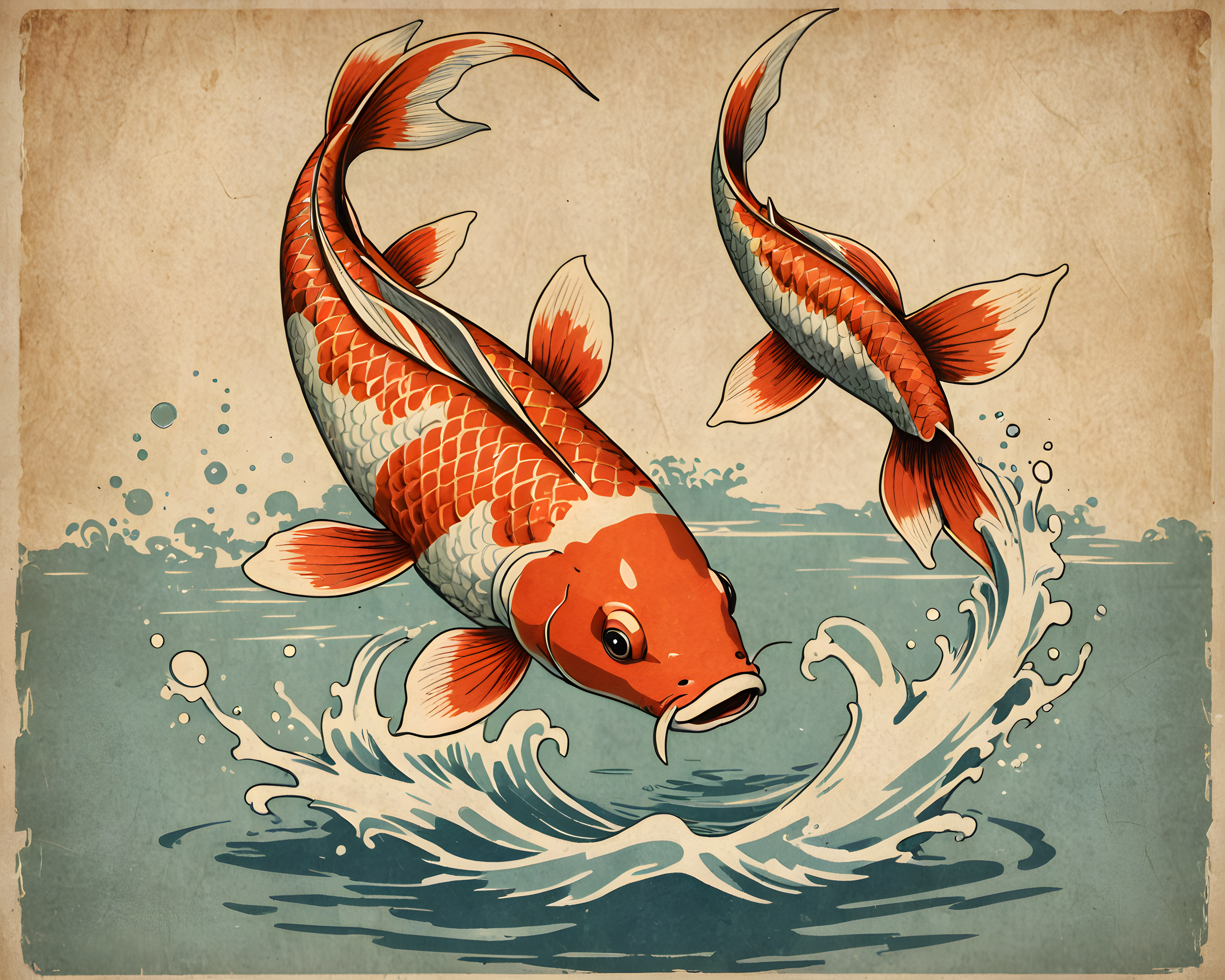 Koi Fish — Vintage Poster (Funny)