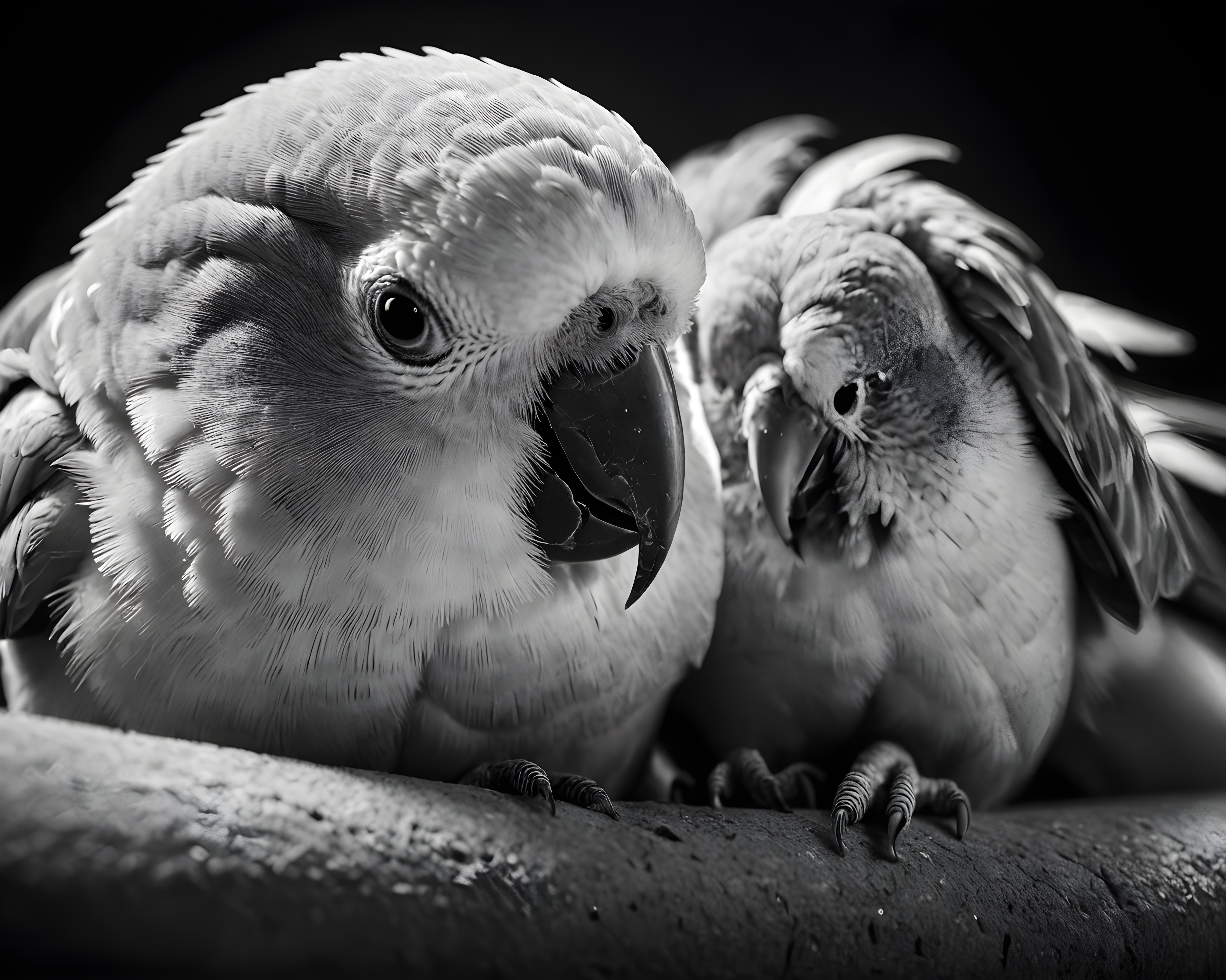 Parakeet — Black & White (Romantic)