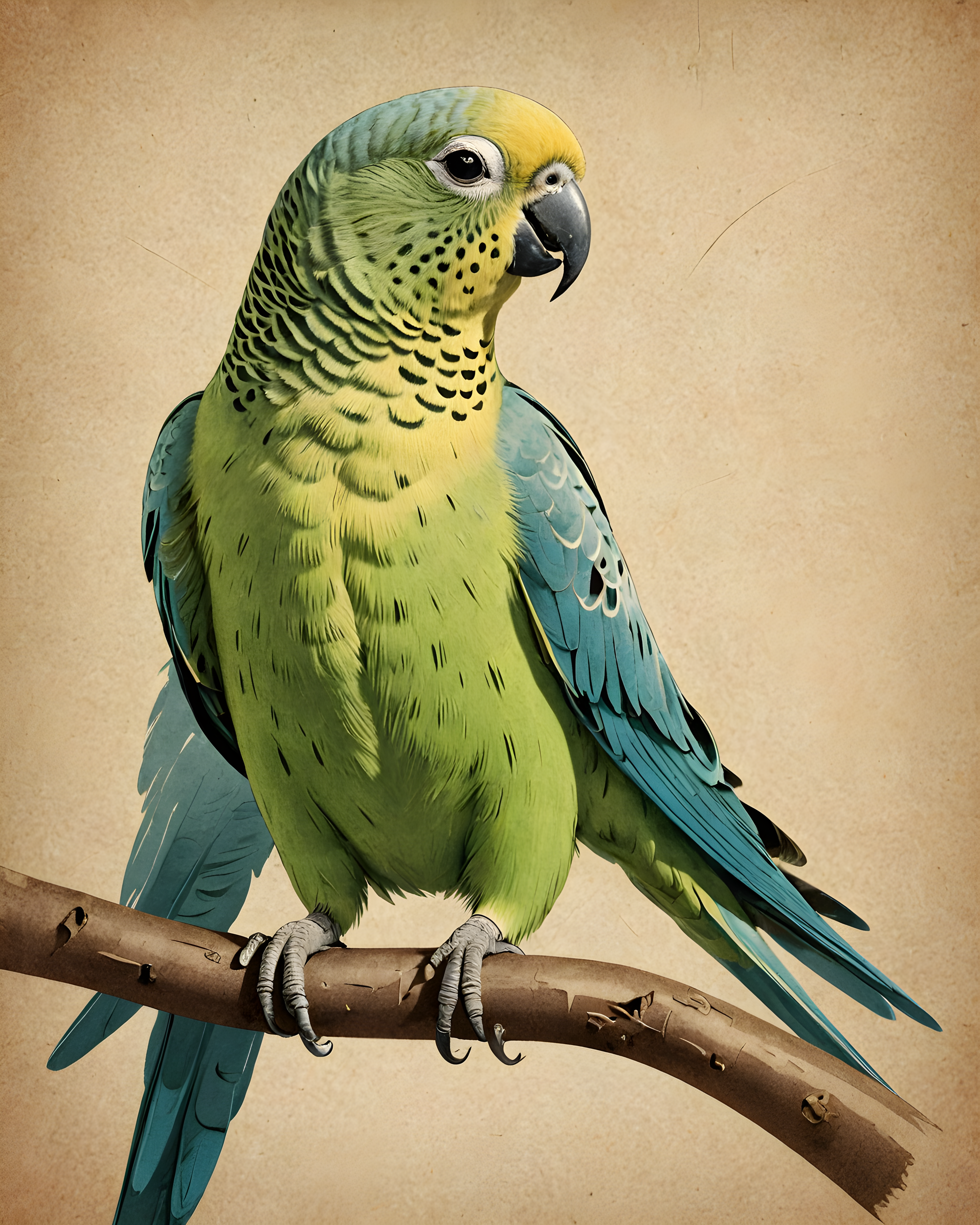 Parakeet — Vintage Poster (Sleepy) — Wall Art (Printable) — Portrait 4×5