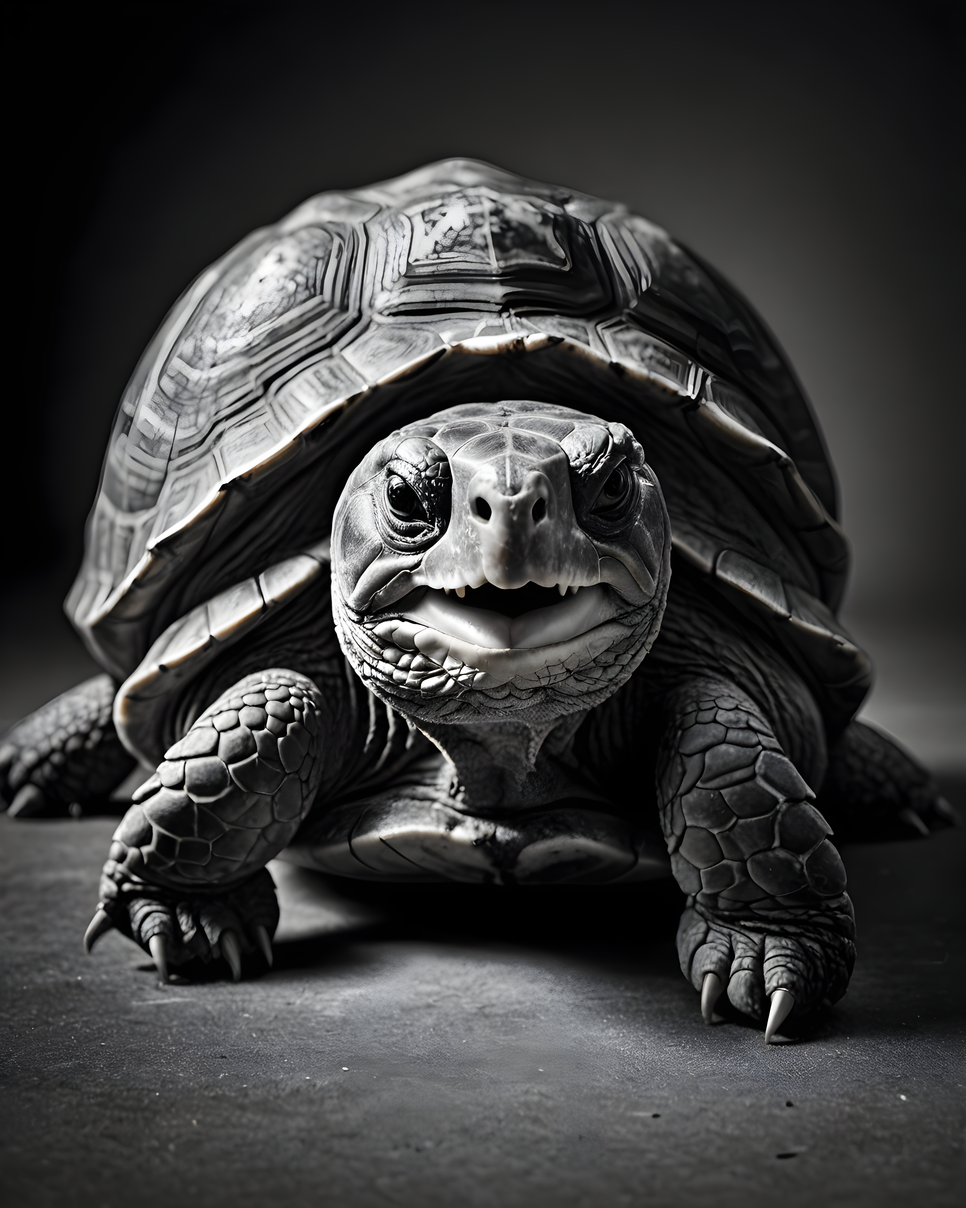 Tortoise — Black & White (Playful) — Wall Art (Printable) — Portrait 4×5