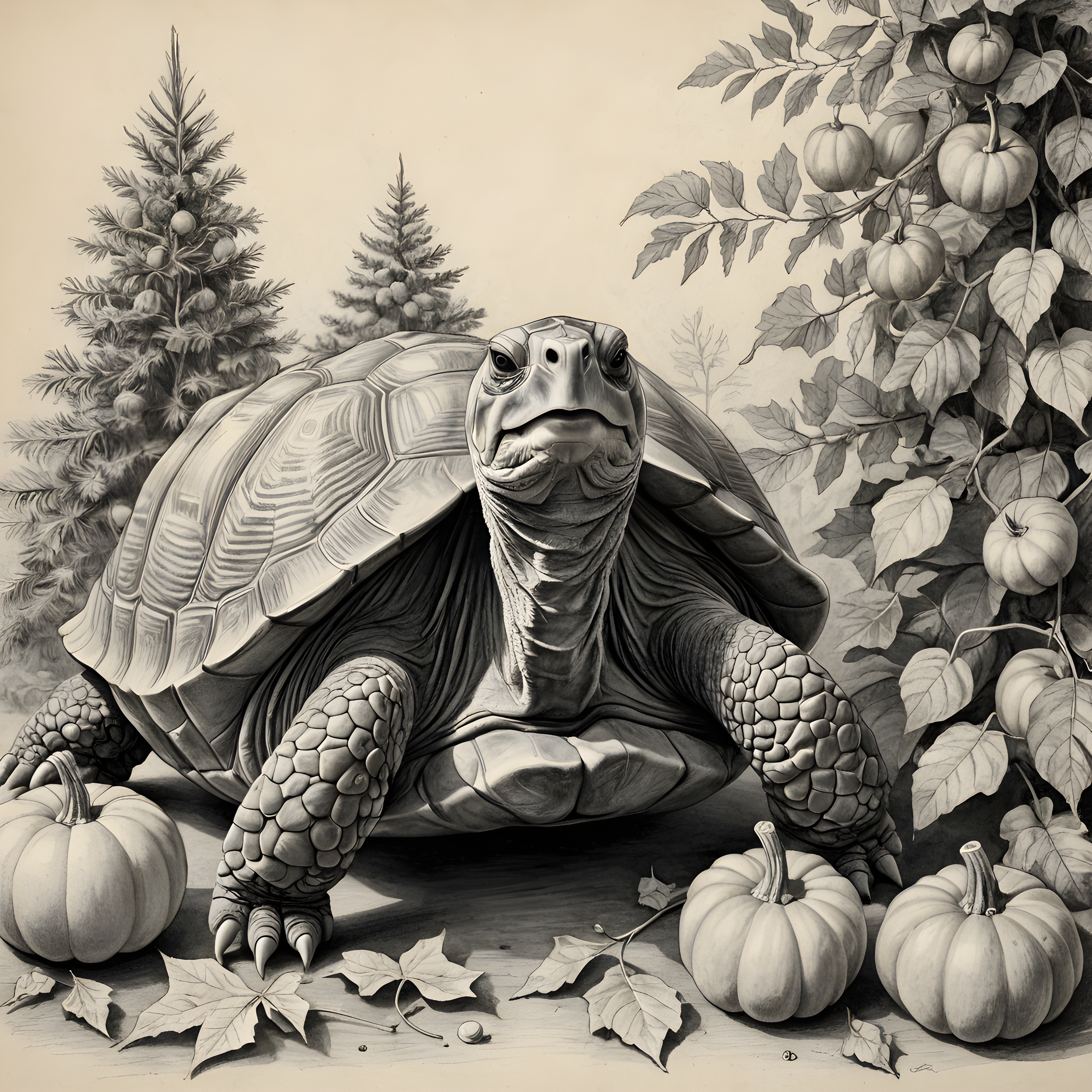 Tortoise — Pencil Sketch (Seasonal)