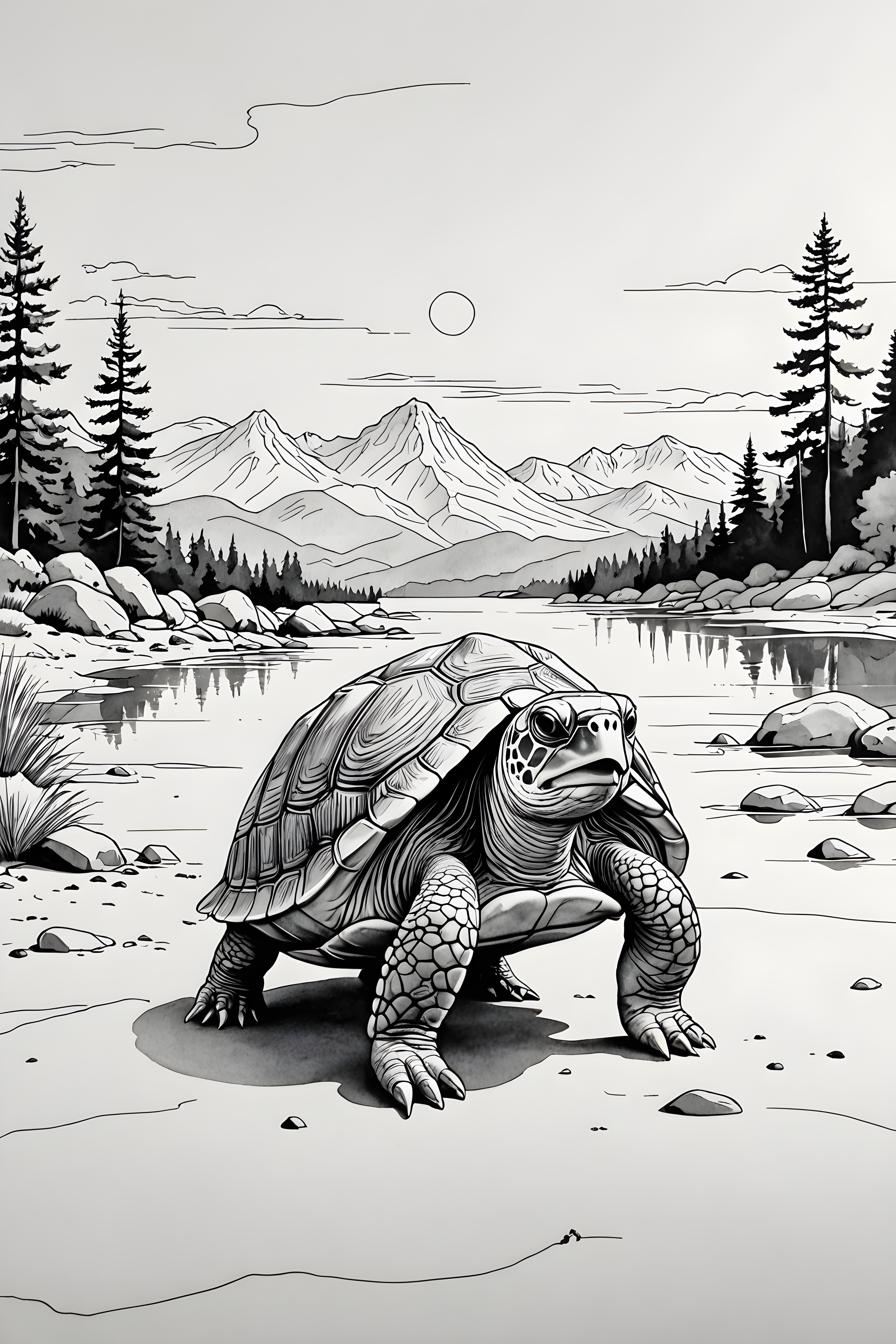 Turtle — Minimalist Line Art (Playful)