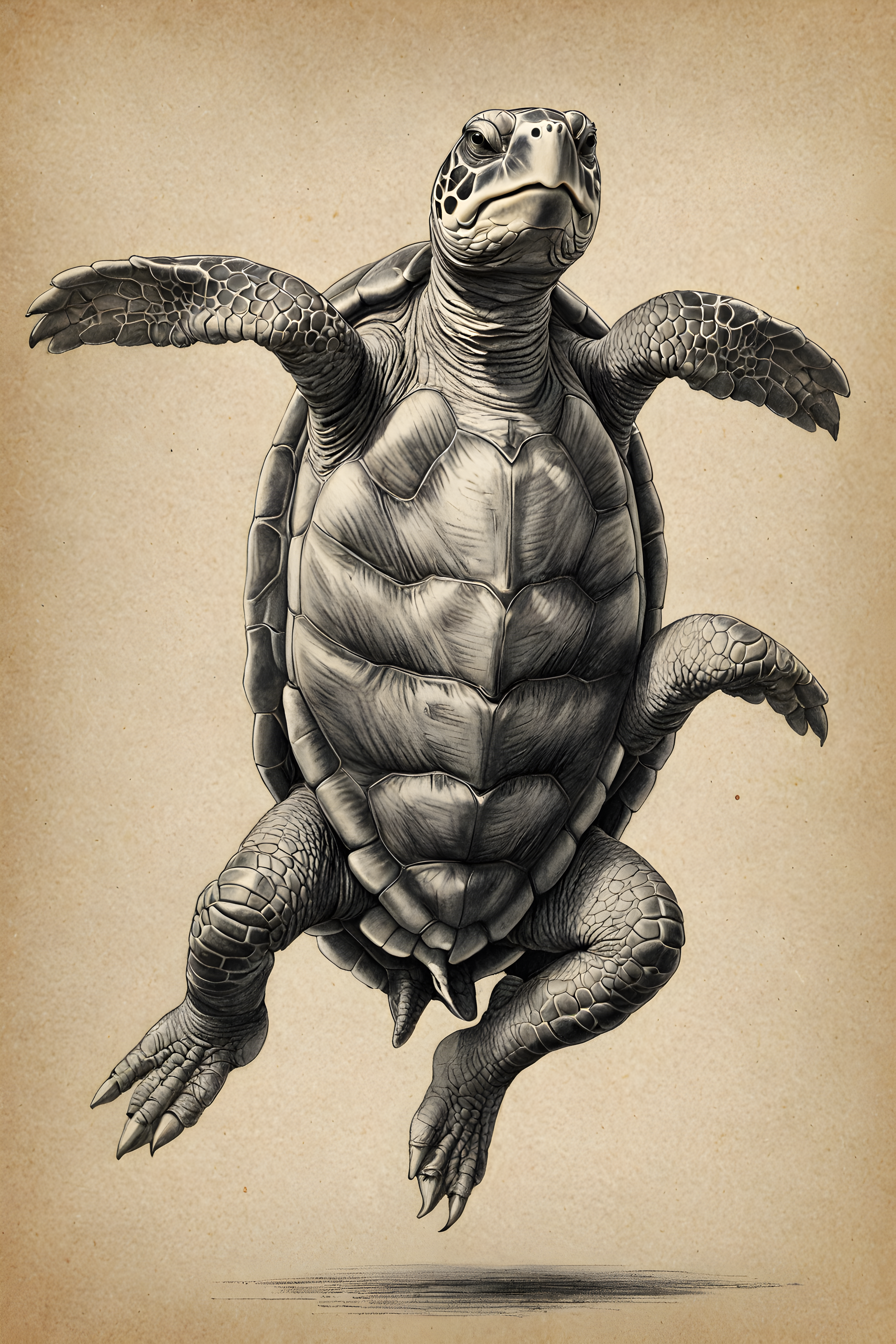 Turtle — Pencil Sketch (Playful)