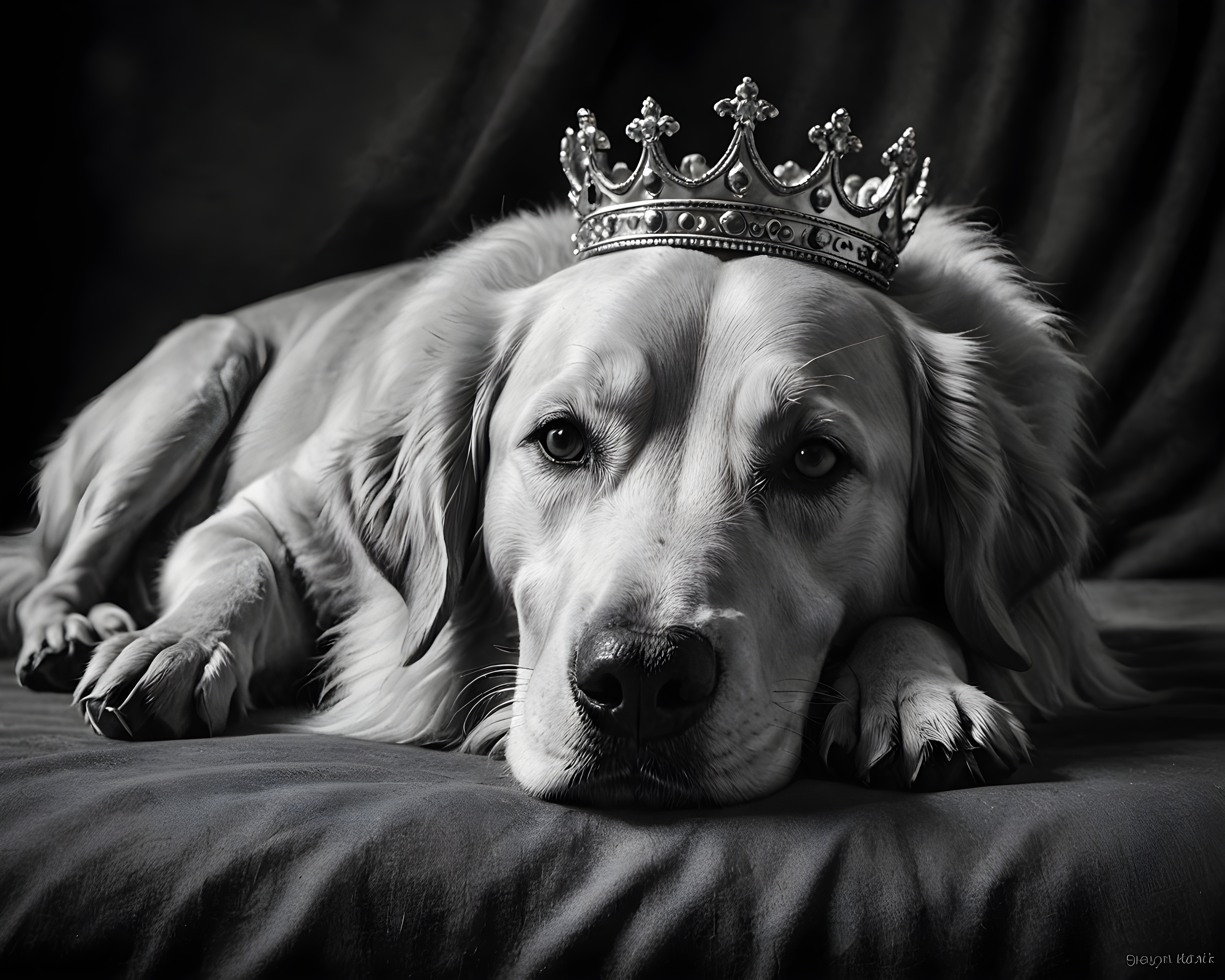 Crowned Retriever — Black & White (Aesthetic)