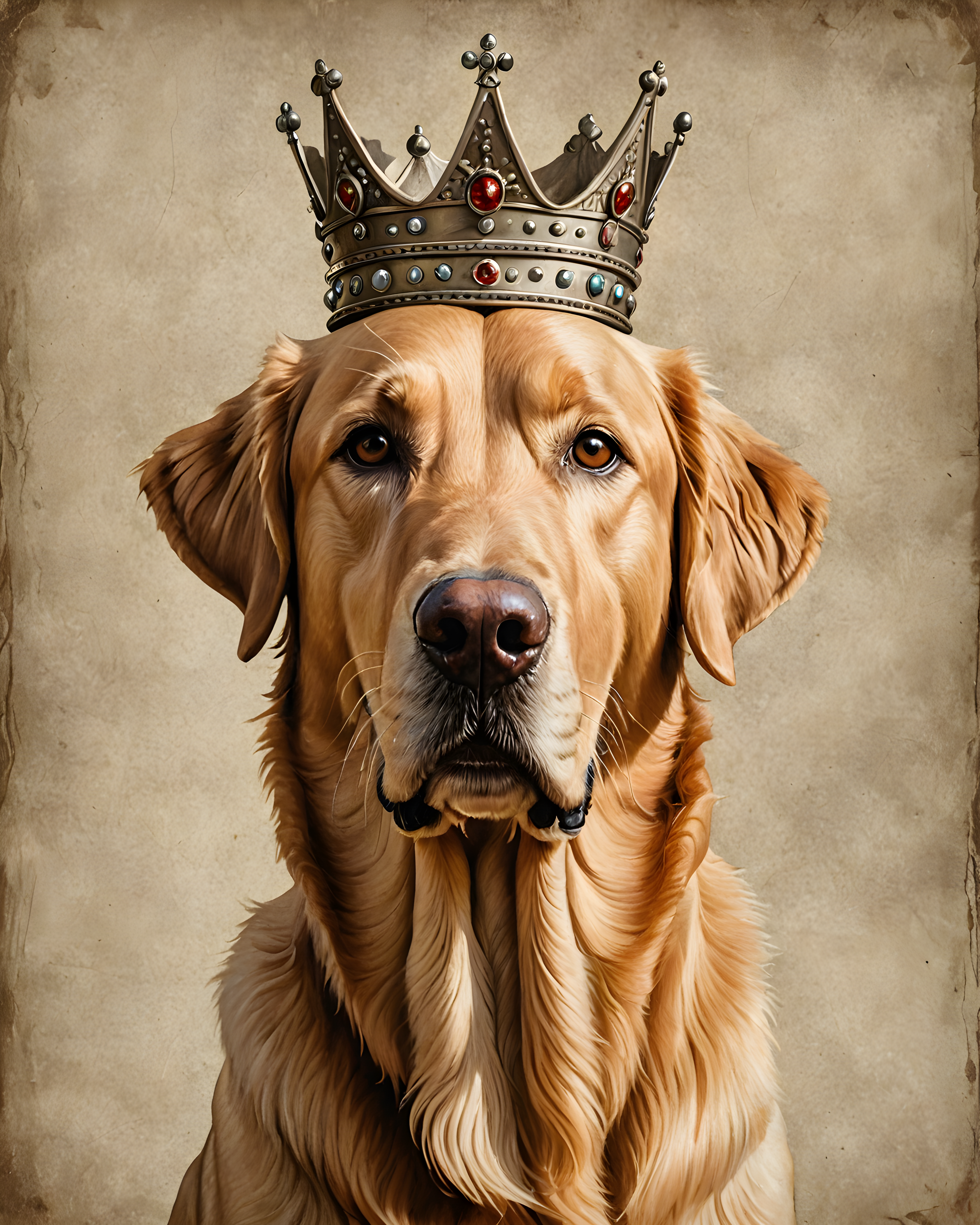 Crowned Retriever — Pencil Sketch (Funny)