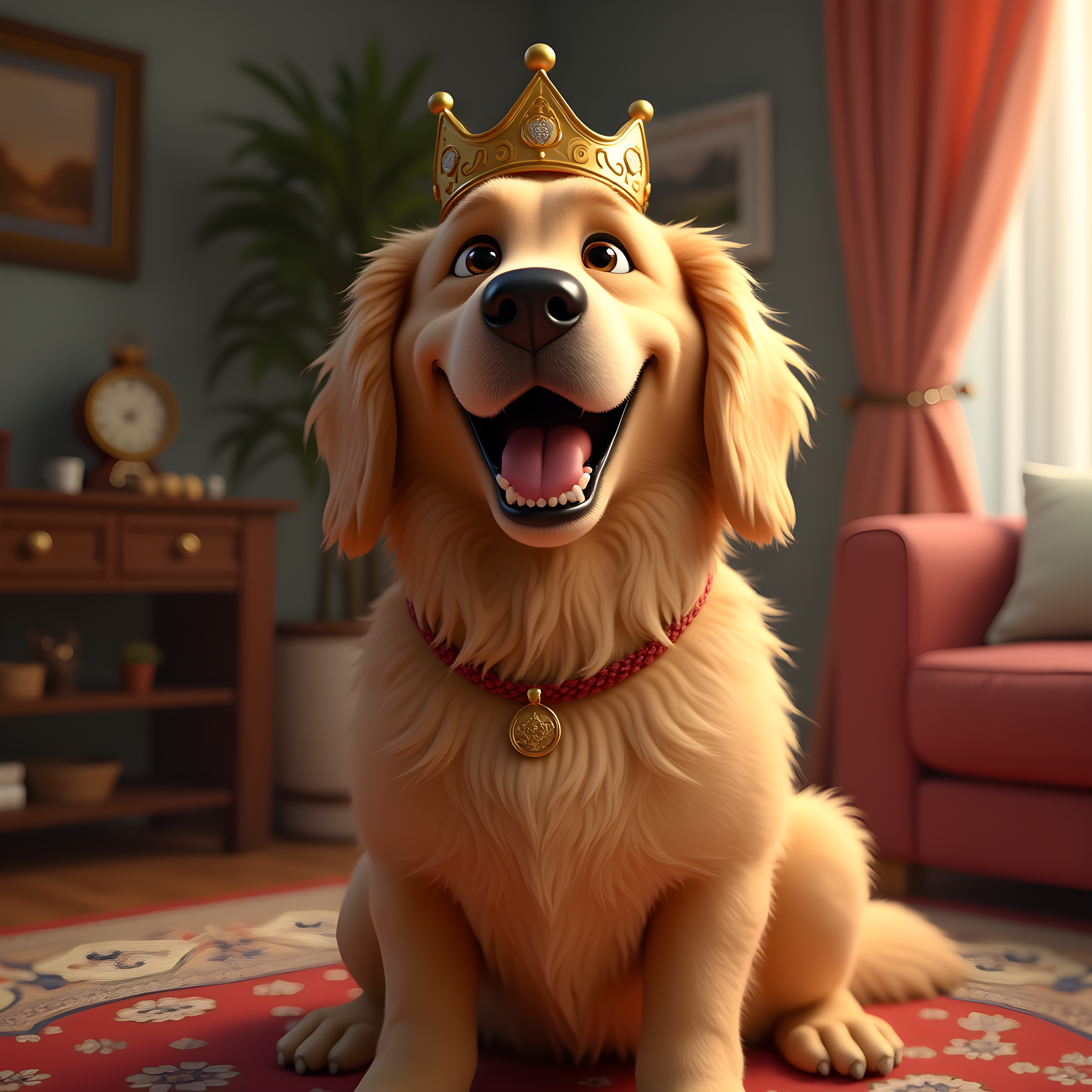 Crowned Retriever — 3D Render (Happy)