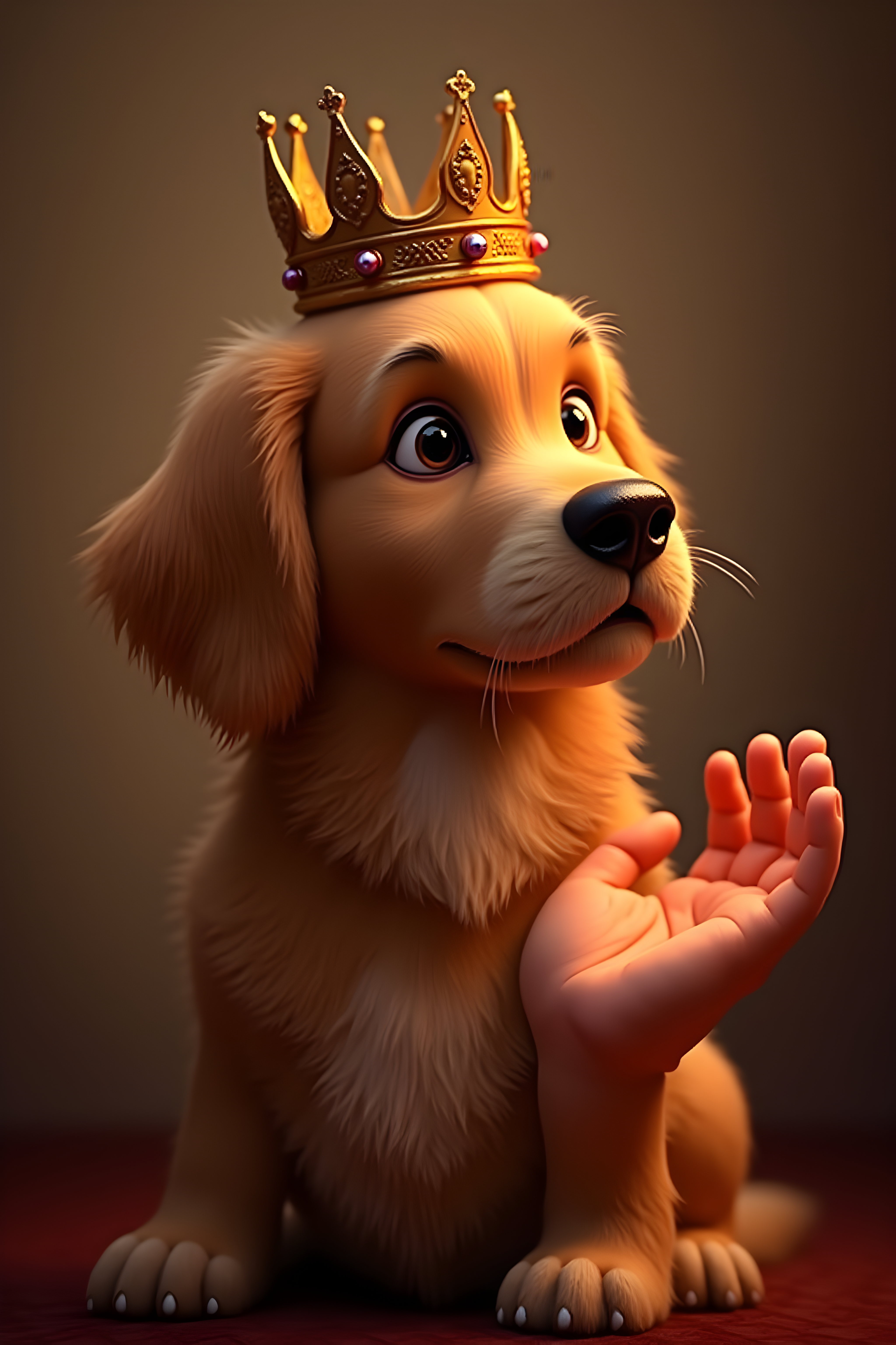 Crowned Retriever — 3D Render (Romantic)