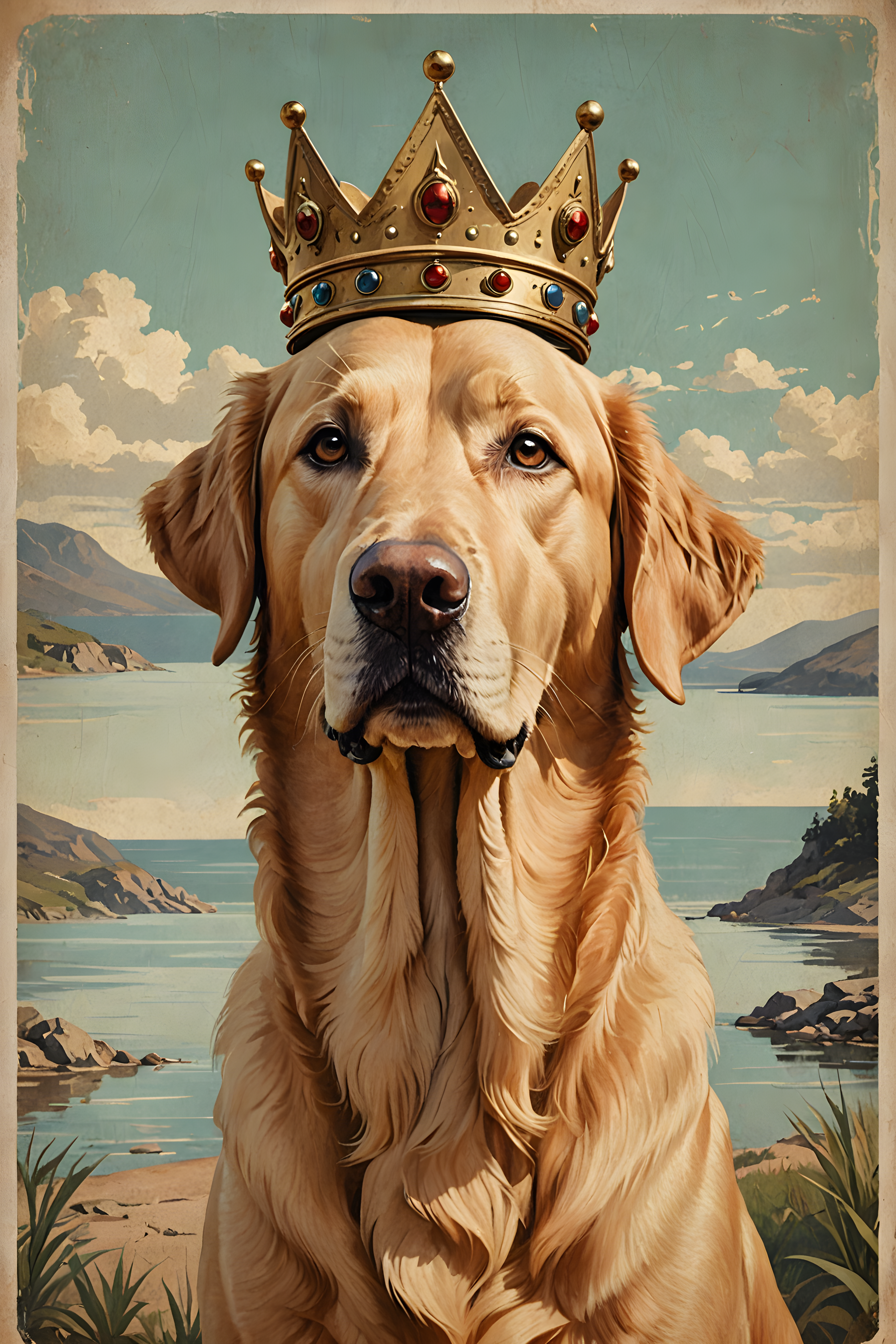 Crowned Retriever — Vintage Poster (Aesthetic)