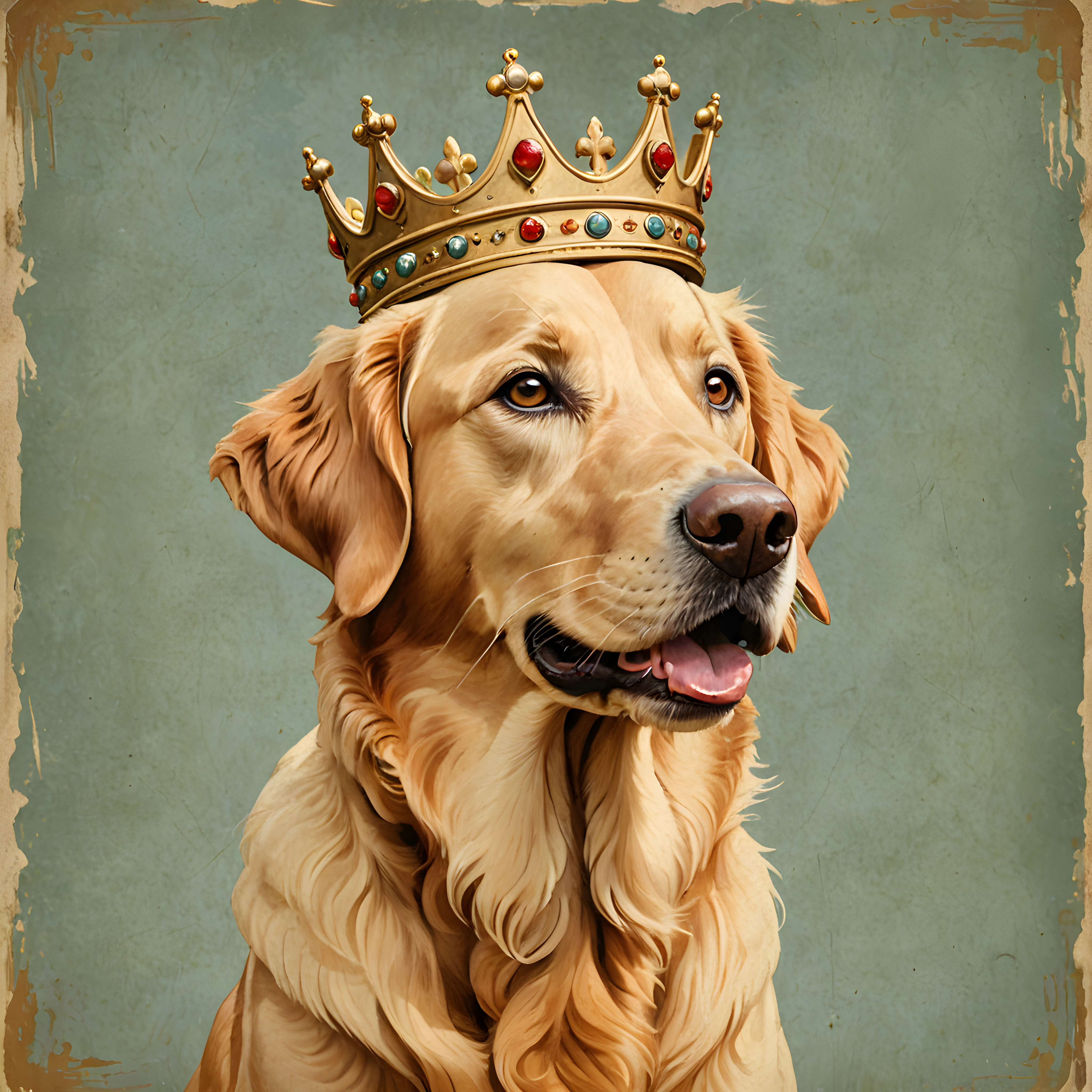 Crowned Retriever — Vintage Poster (Happy)